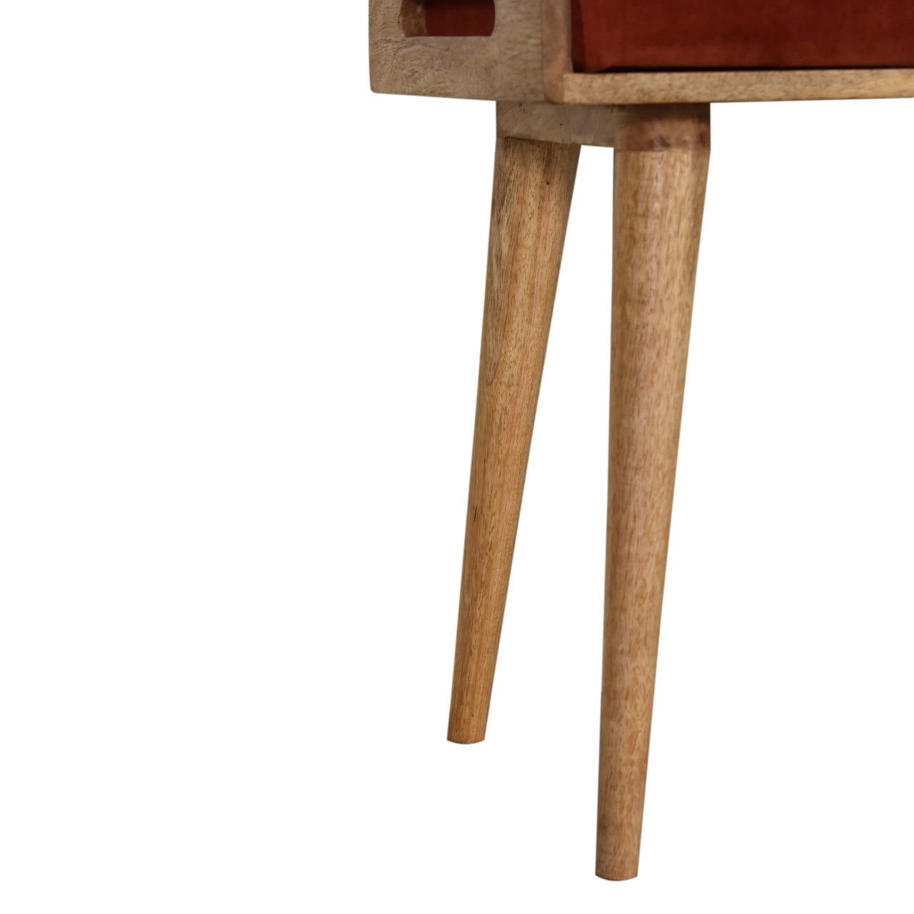 Tray Style Footstool in Brick Red Velvet