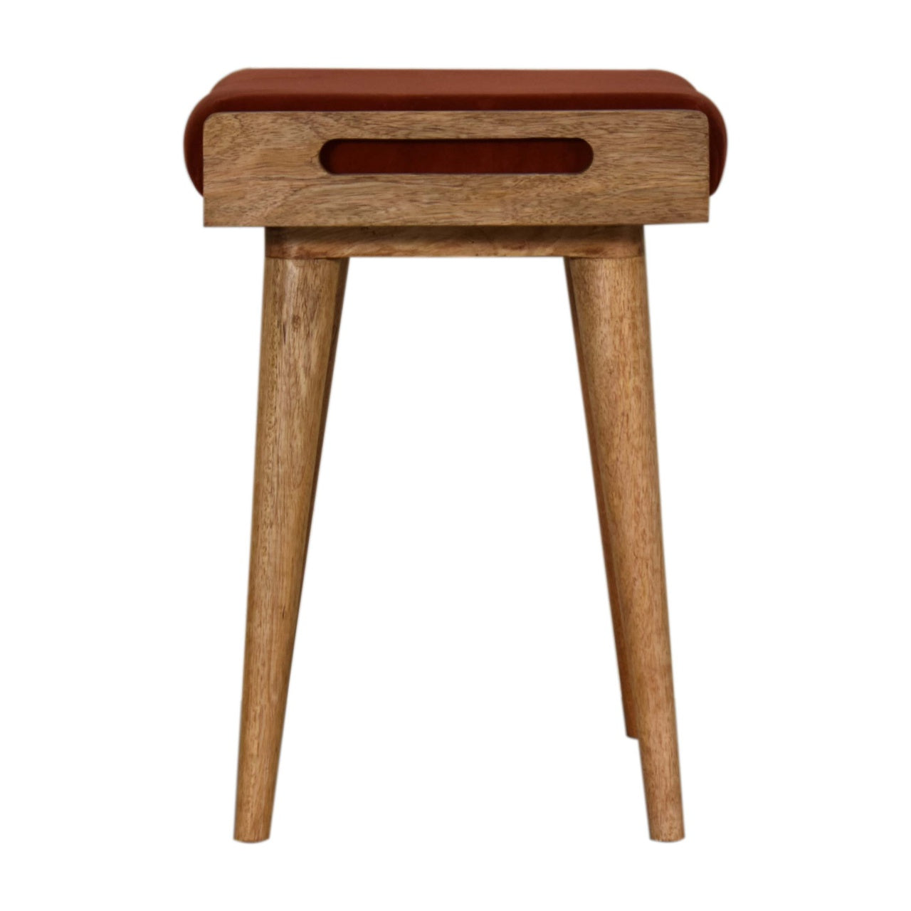 Tray Style Footstool in Brick Red Velvet