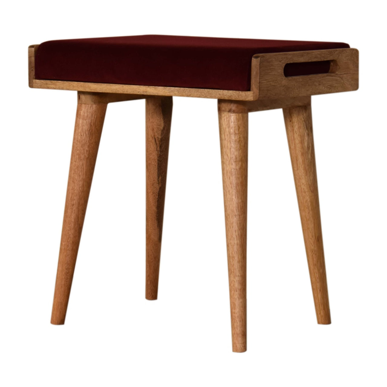 Tray Style Footstool in Wine Red Velvet