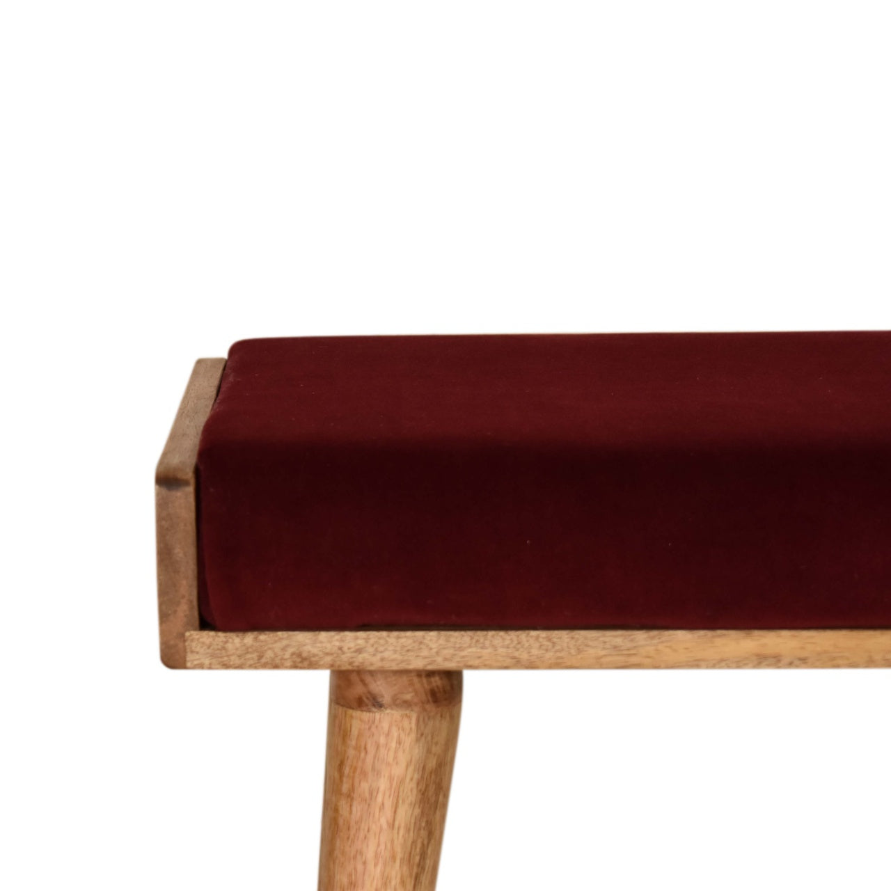 Tray Style Footstool in Wine Red Velvet