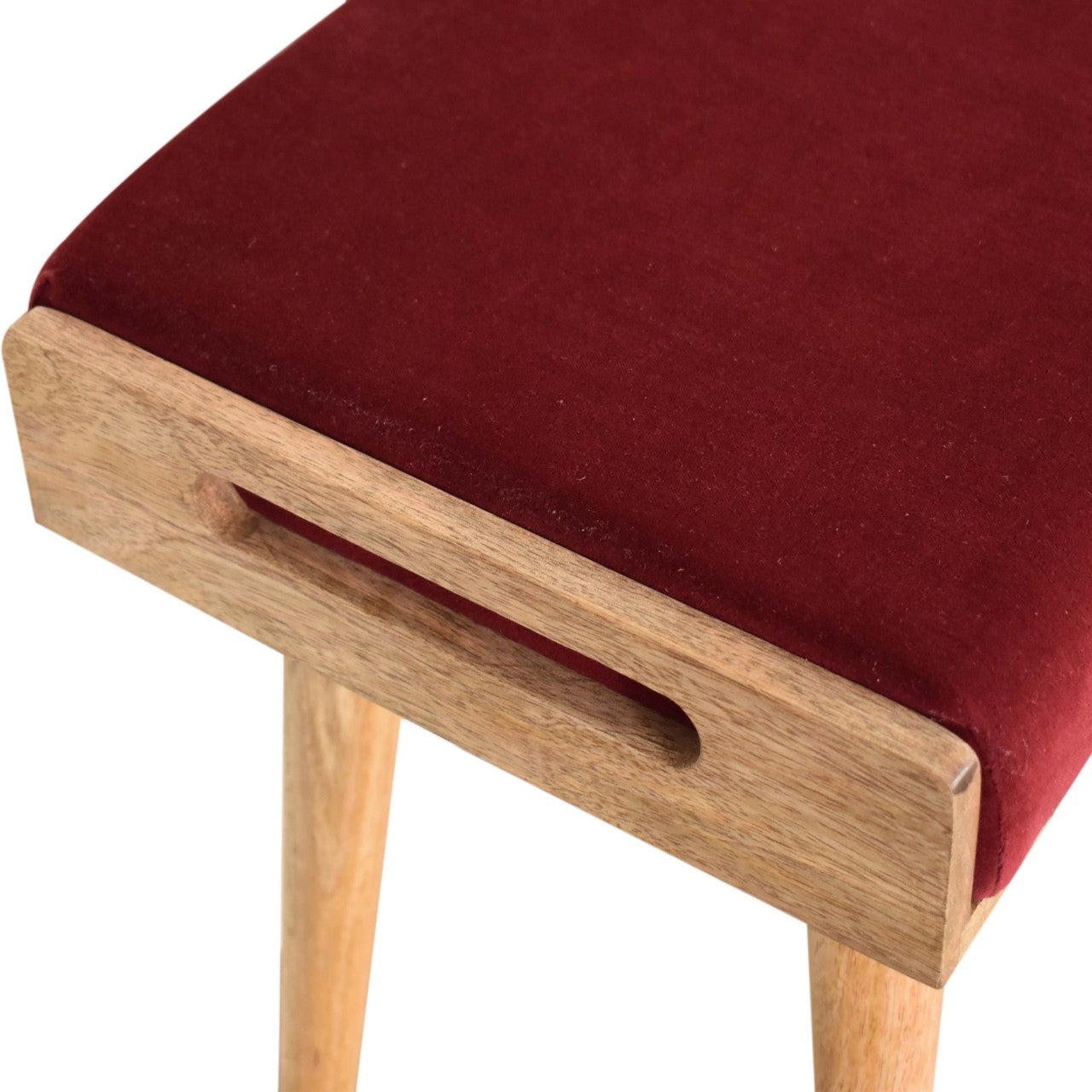 Tray Style Footstool in Wine Red Velvet