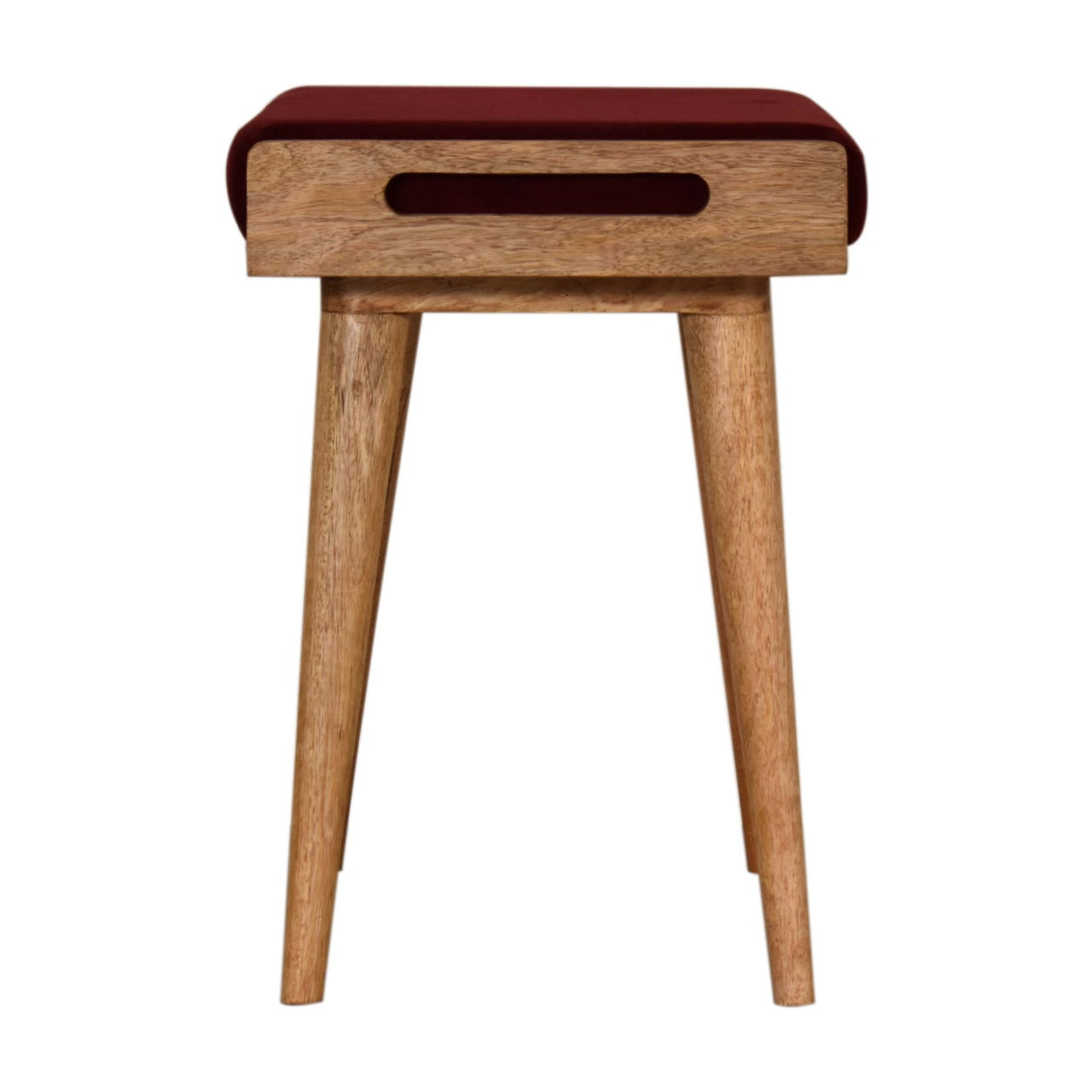 Tray Style Footstool in Wine Red Velvet