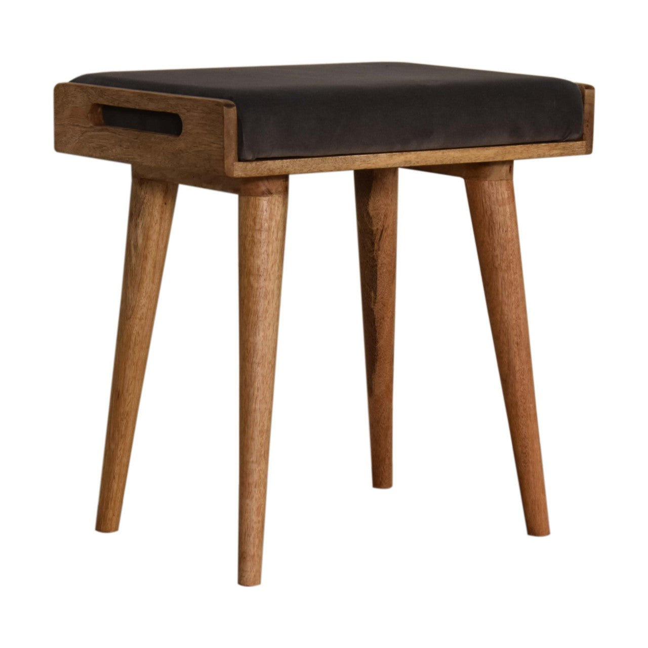 Tray Style Grey Footstool in Grey Velvet