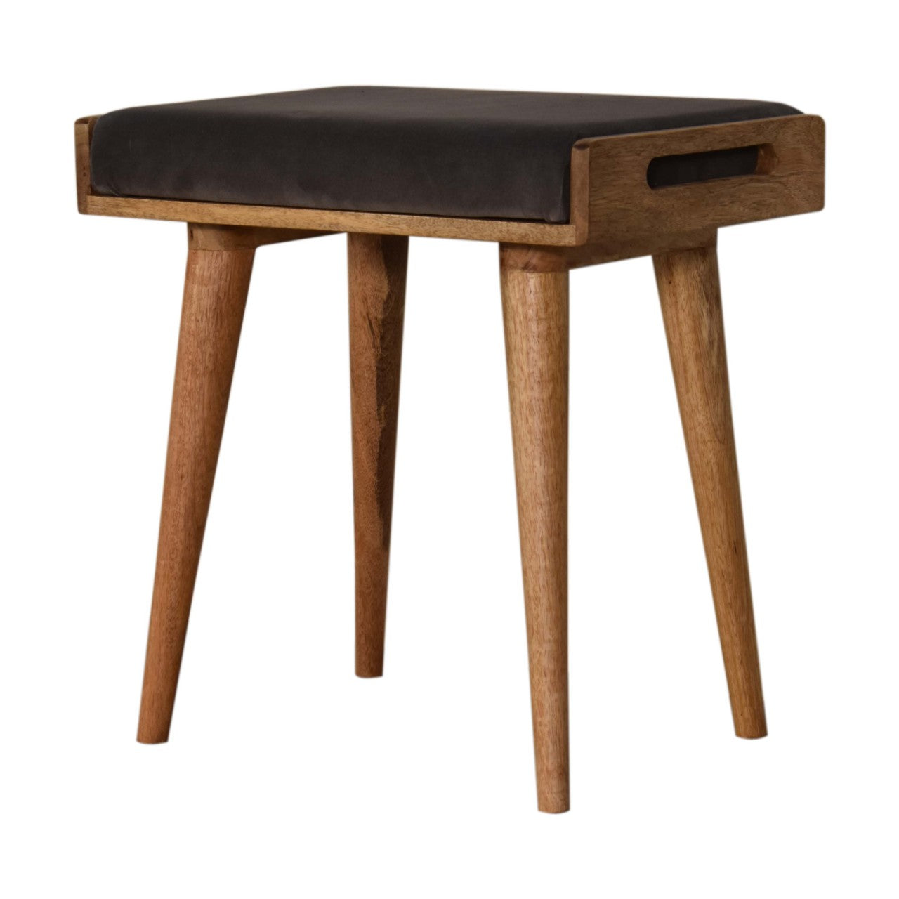 Tray Style Grey Footstool in Grey Velvet