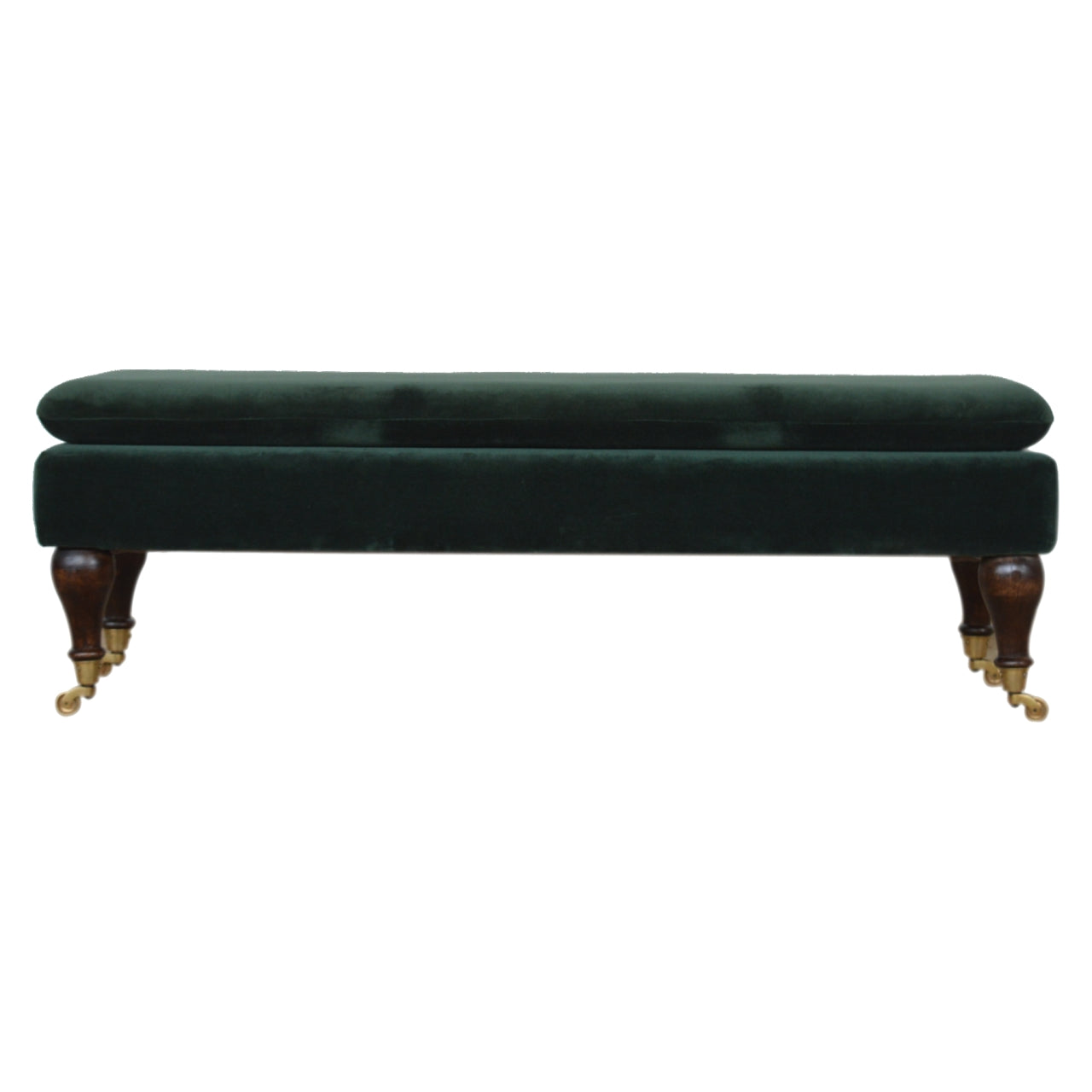 Chester Green Velvet Bench with Castor Legs