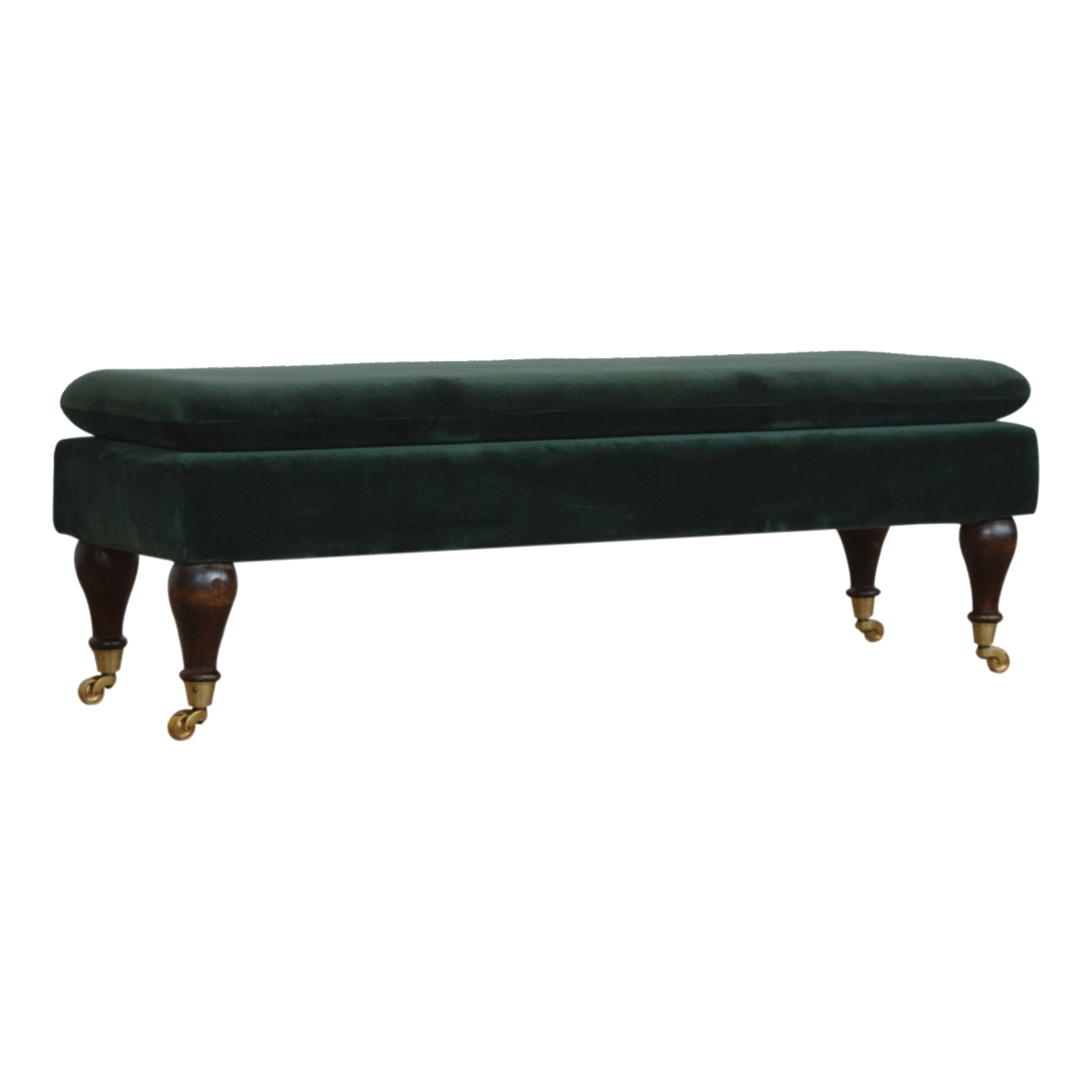 Chester Green Velvet Bench with Castor Legs