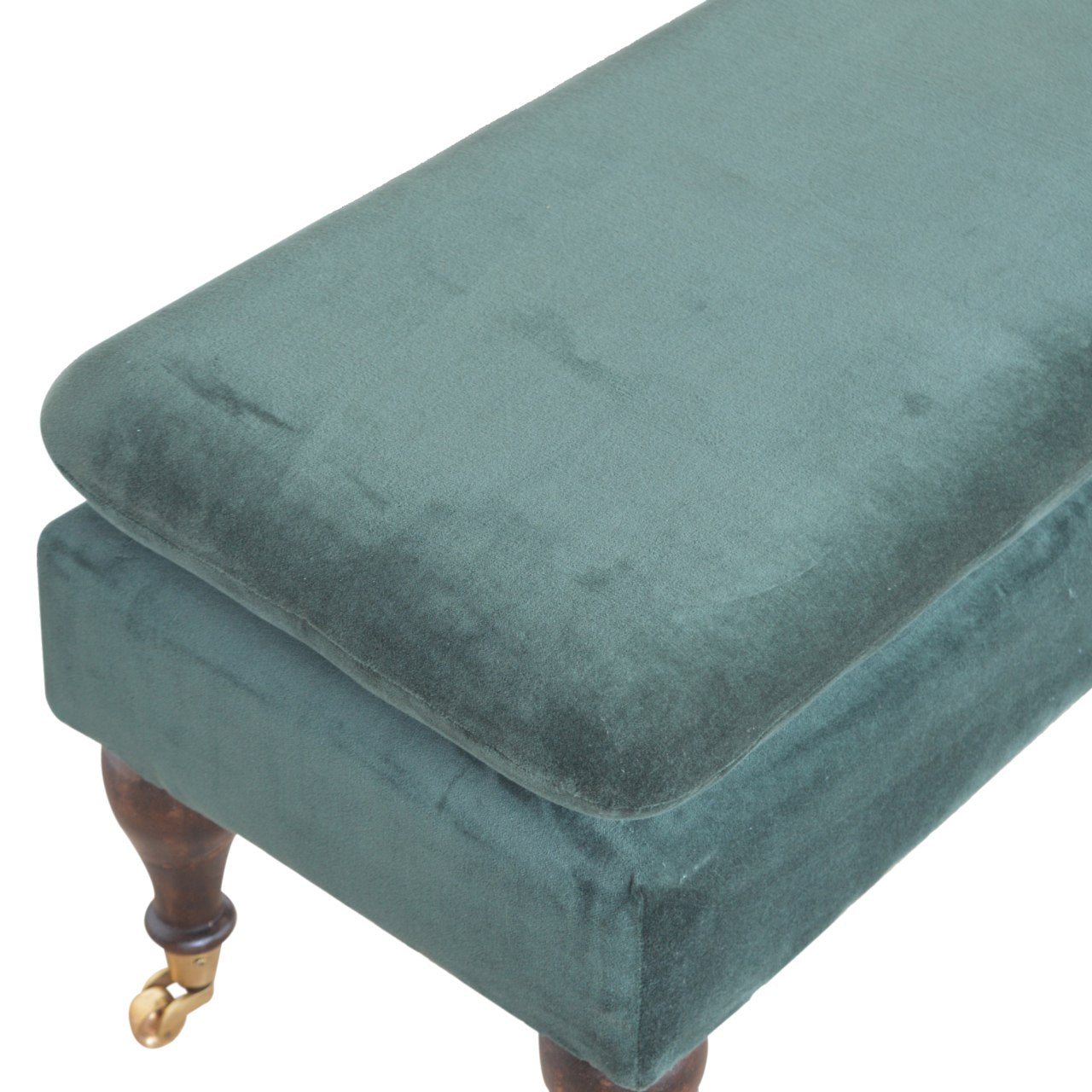 Chester Green Velvet Bench with Castor Legs