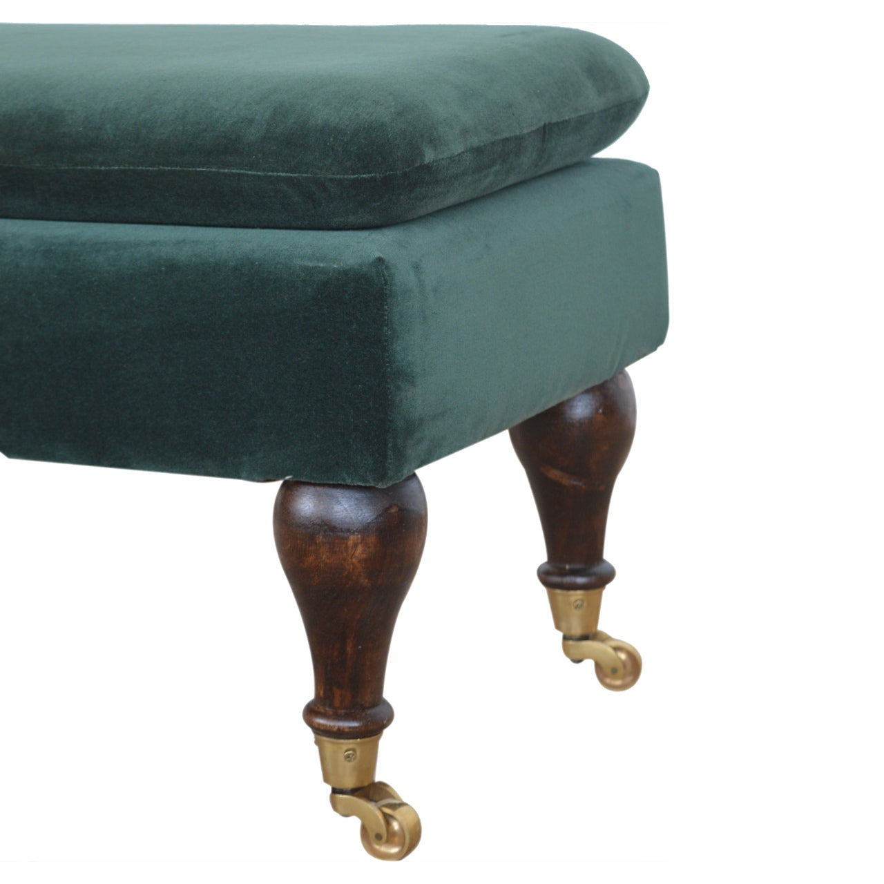 Chester Green Velvet Bench with Castor Legs