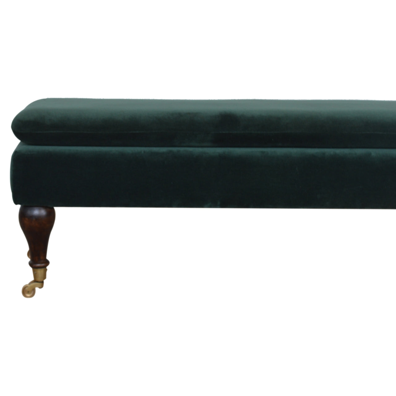 Chester Green Velvet Bench with Castor Legs