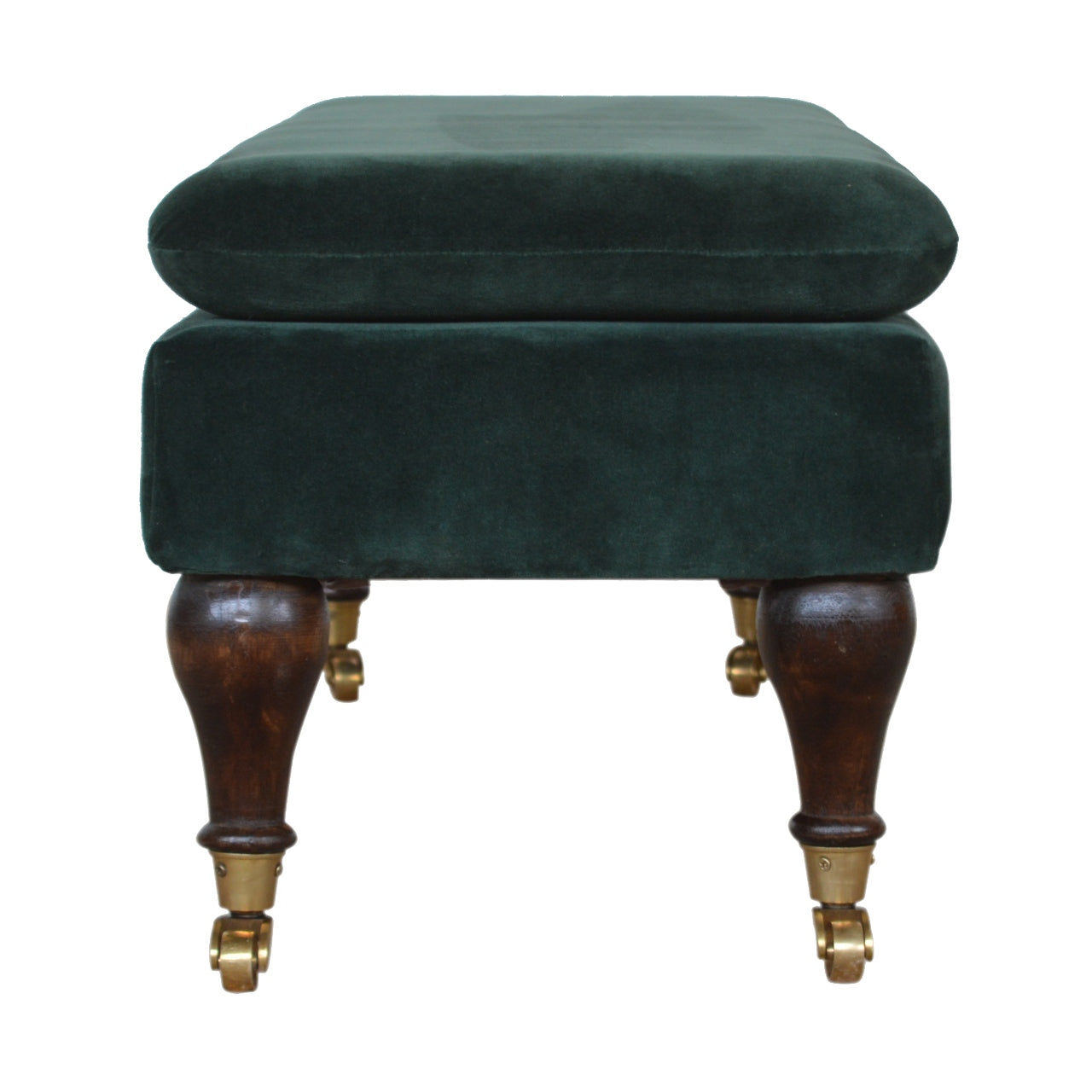 Chester Green Velvet Bench with Castor Legs