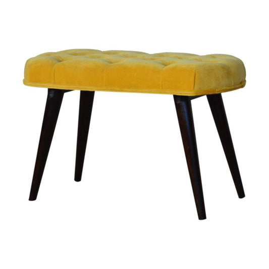 Nordic Mustard Velvet Deep Button Bench