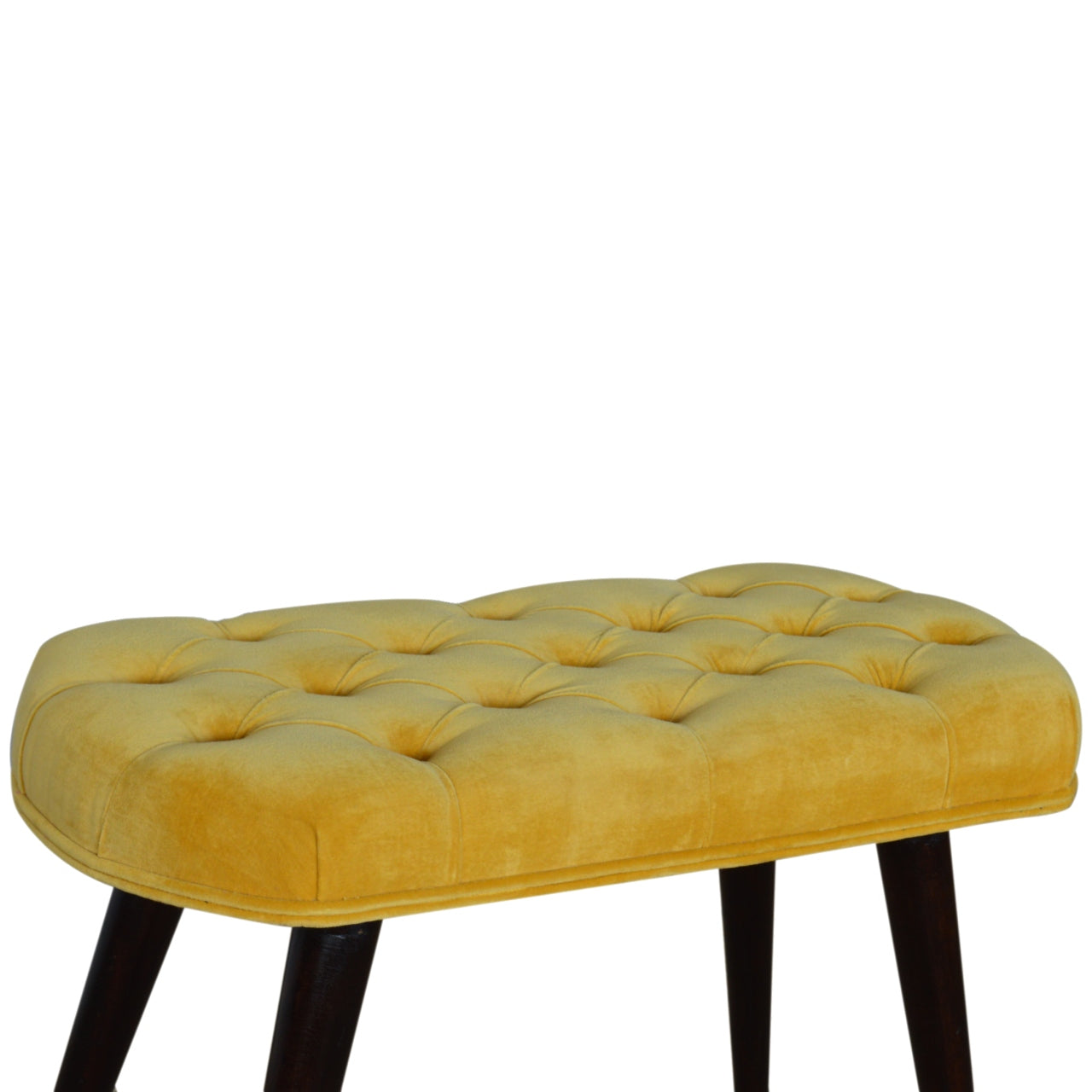 Nordic Mustard Velvet Deep Button Bench