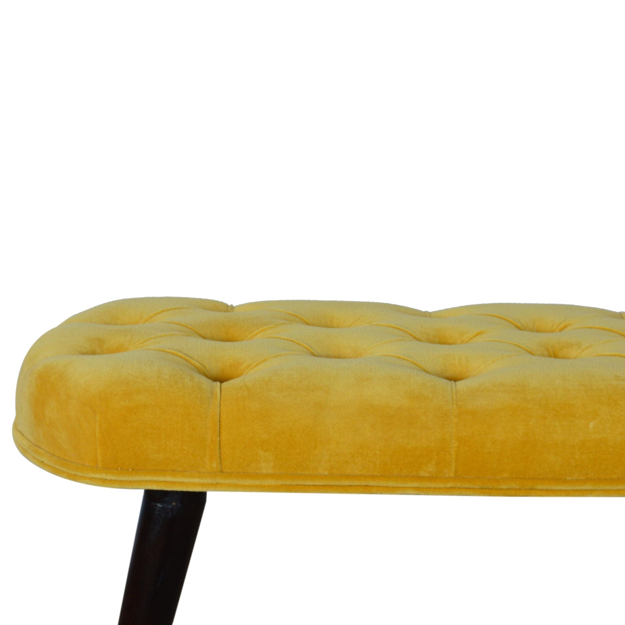Nordic Mustard Velvet Deep Button Bench