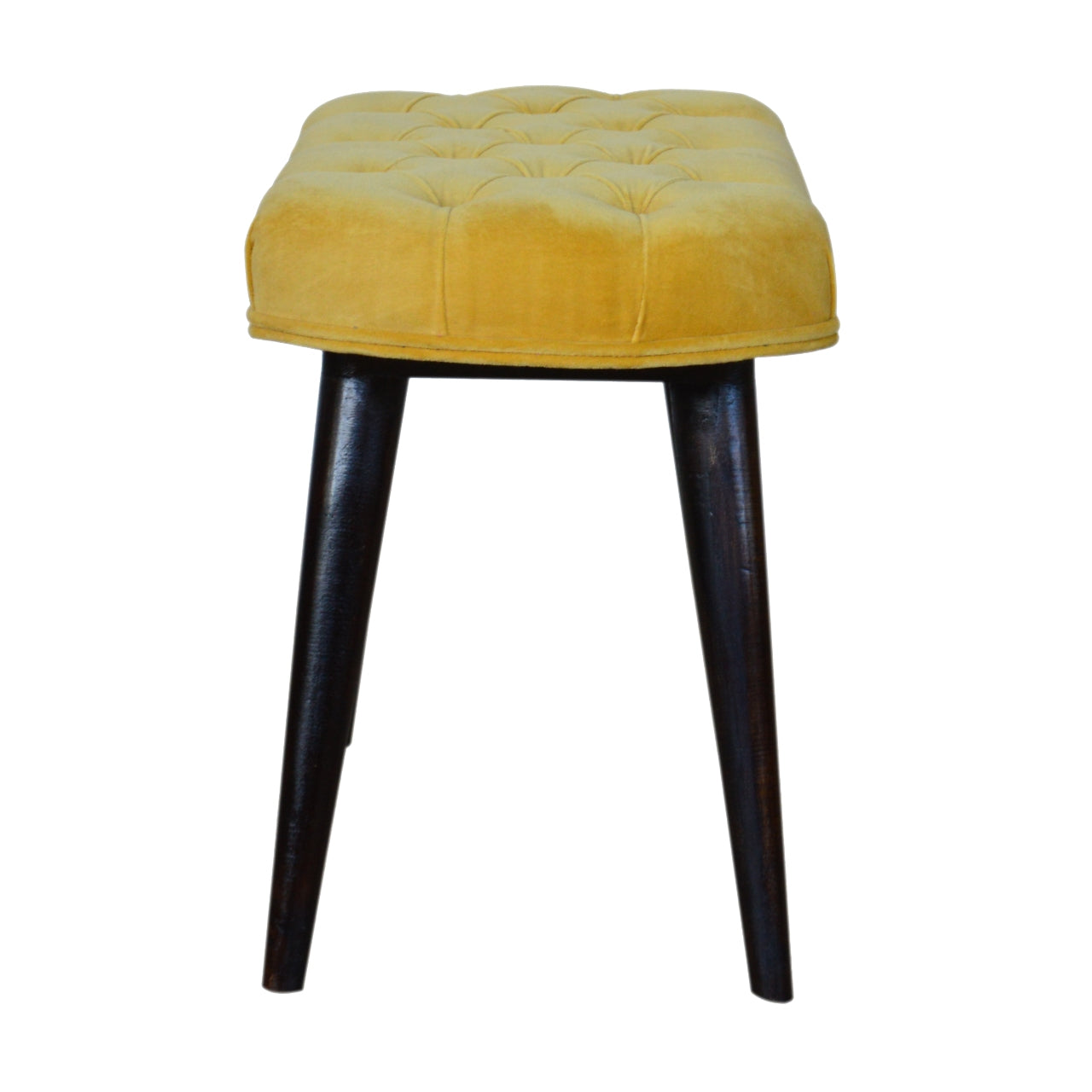 Nordic Mustard Velvet Deep Button Bench