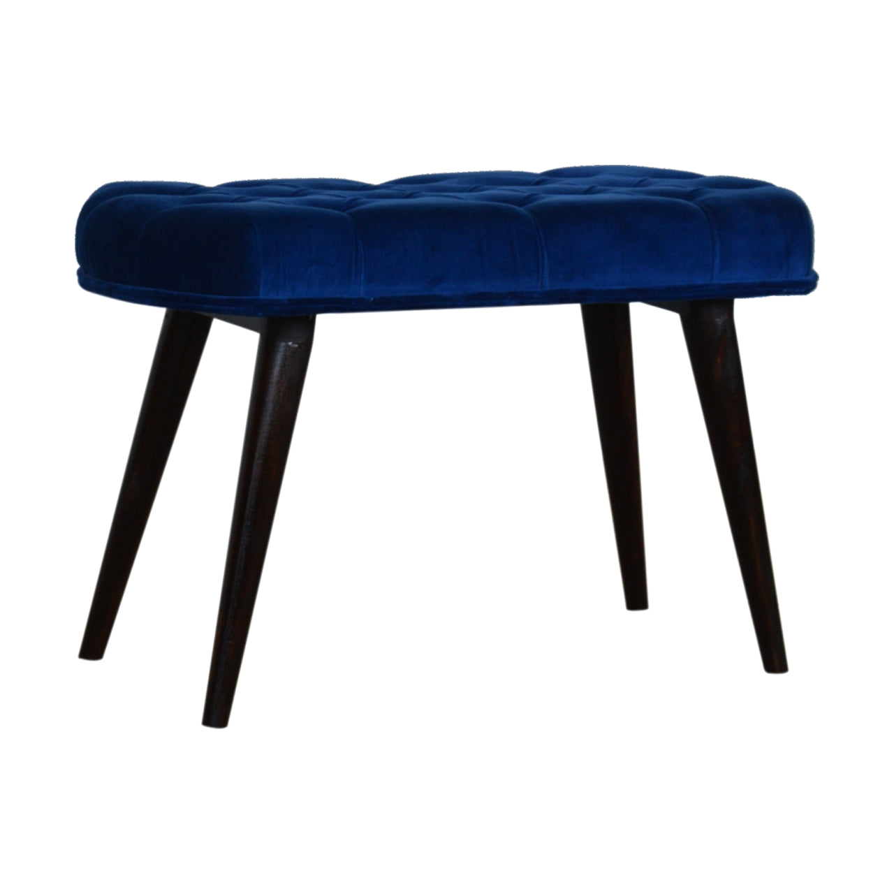 Nordic Royal Blue Velvet Deep Button Bench