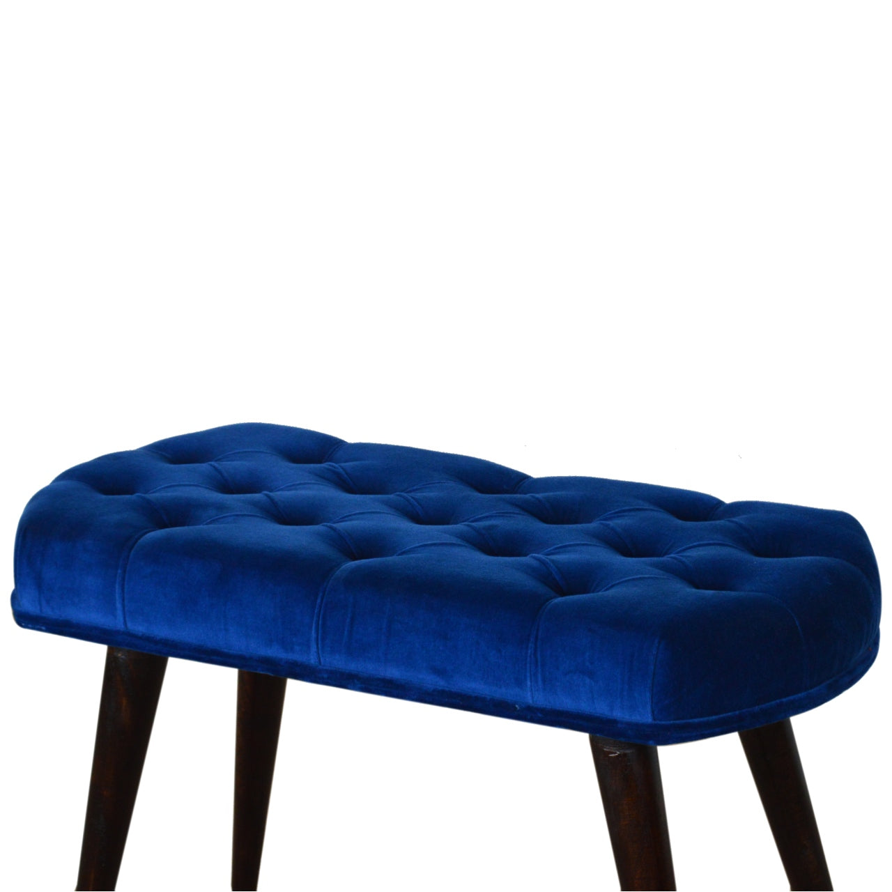 Nordic Royal Blue Velvet Deep Button Bench