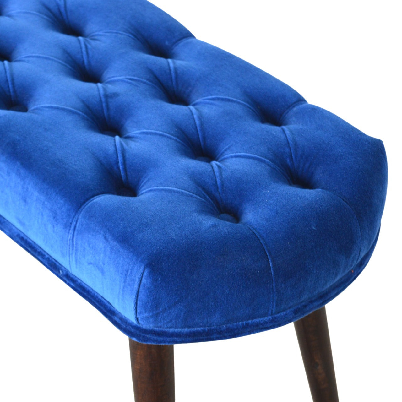 Nordic Royal Blue Velvet Deep Button Bench