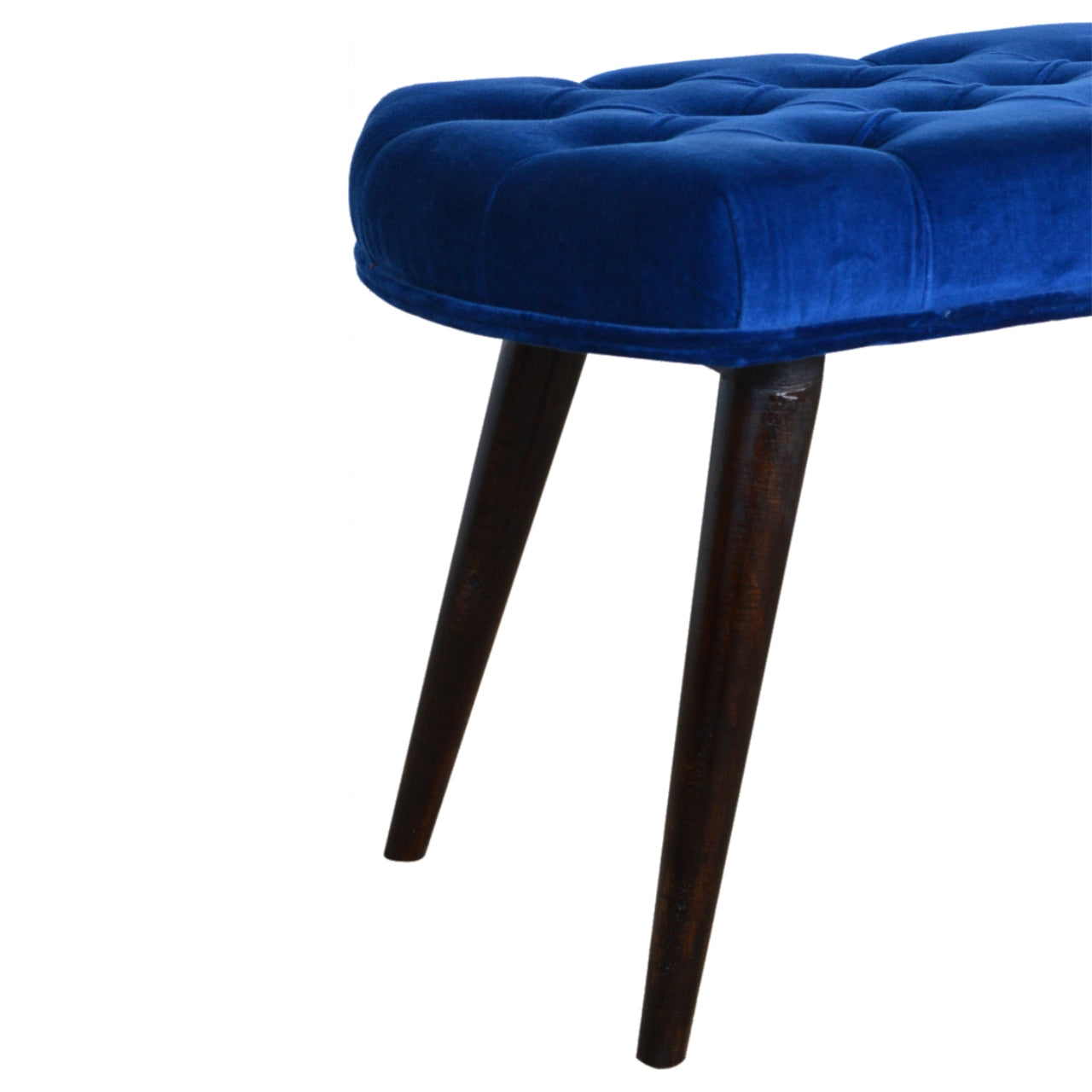 Nordic Royal Blue Velvet Deep Button Bench