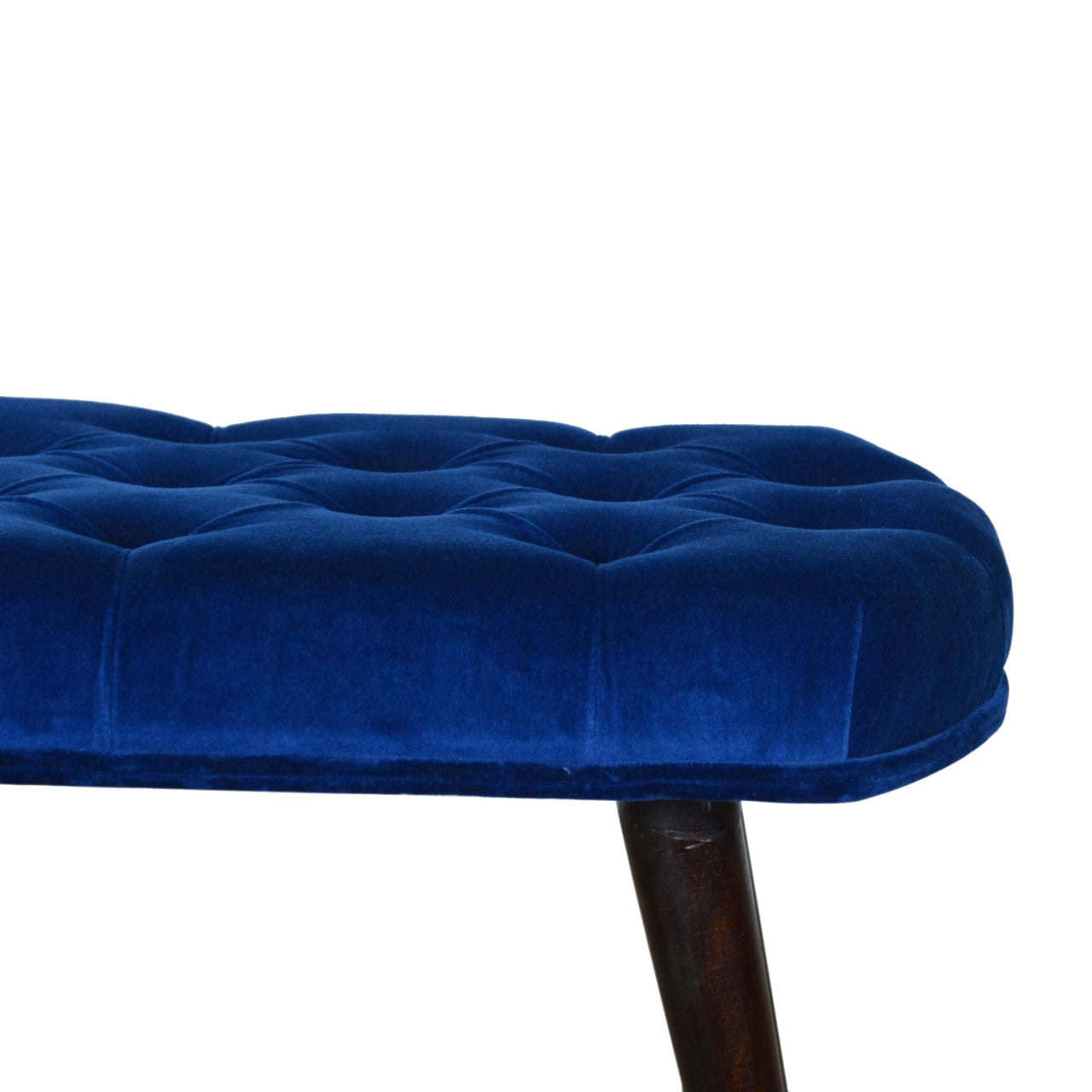 Nordic Royal Blue Velvet Deep Button Bench