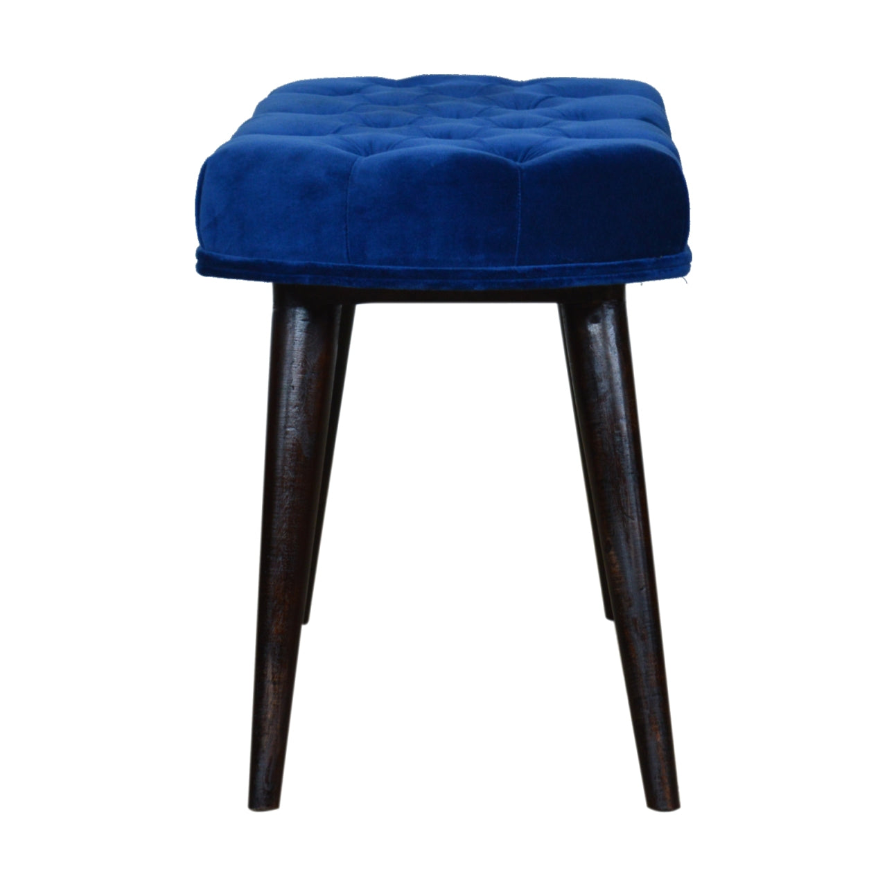 Nordic Royal Blue Velvet Deep Button Bench