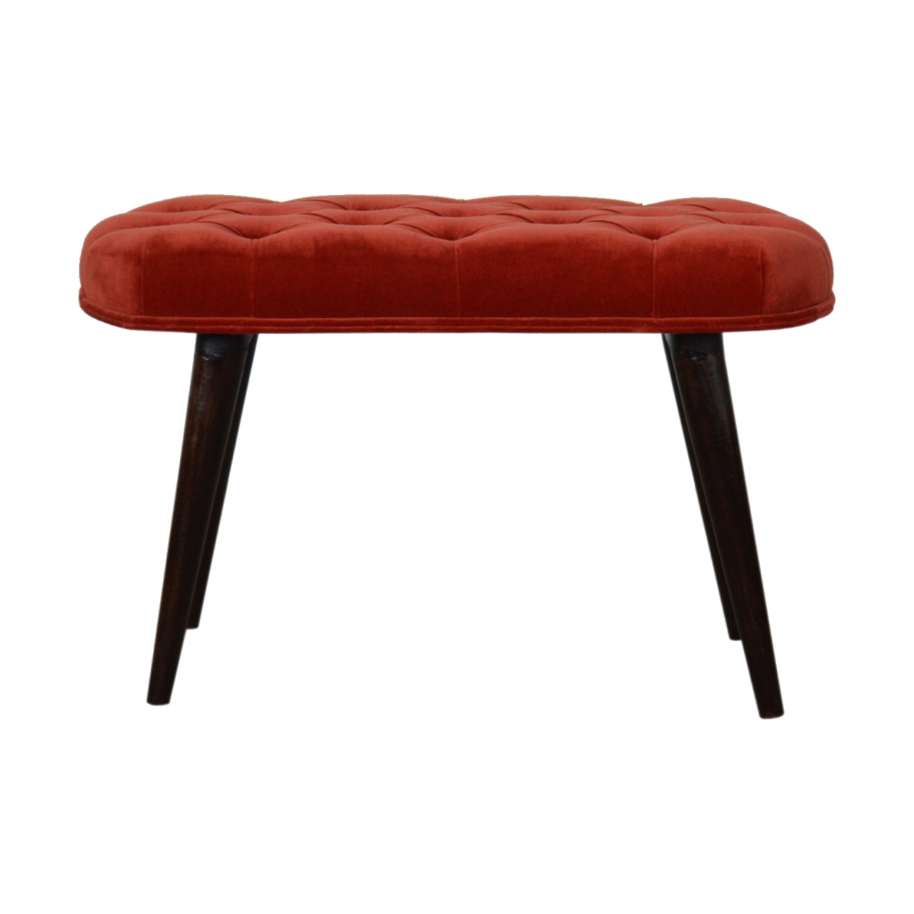 Nordic Brick Red Velvet Deep Button Bench