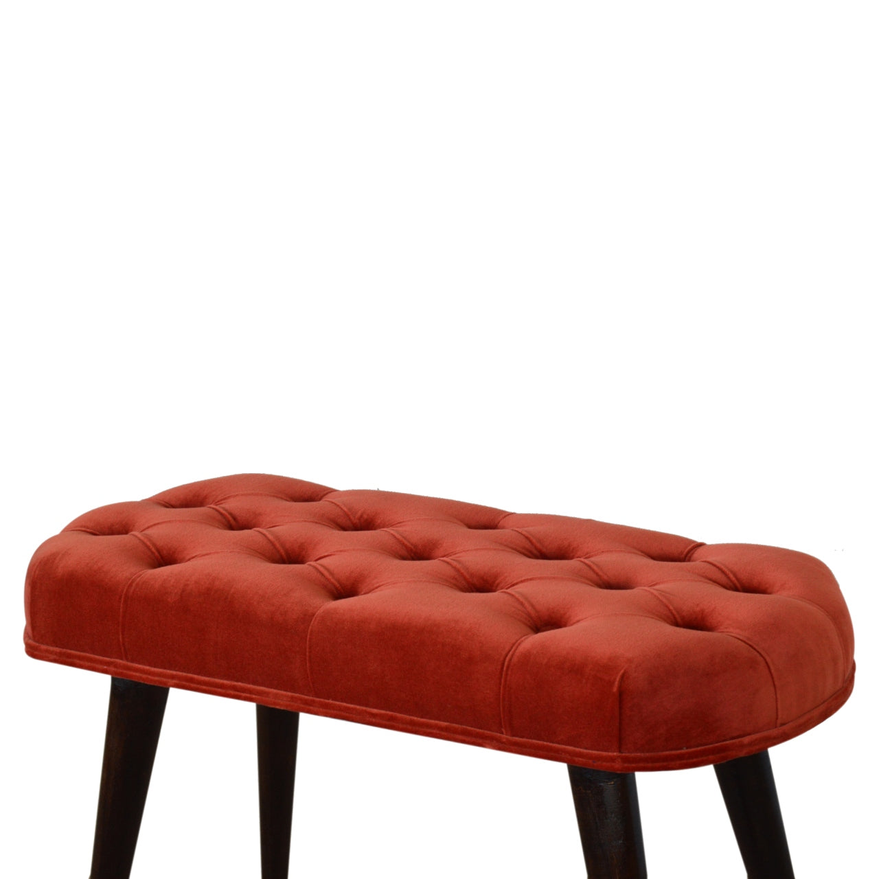 Nordic Brick Red Velvet Deep Button Bench