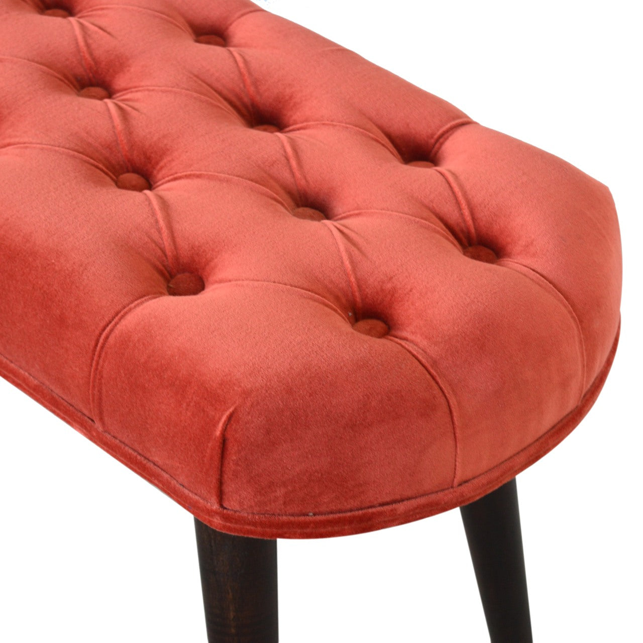 Nordic Brick Red Velvet Deep Button Bench