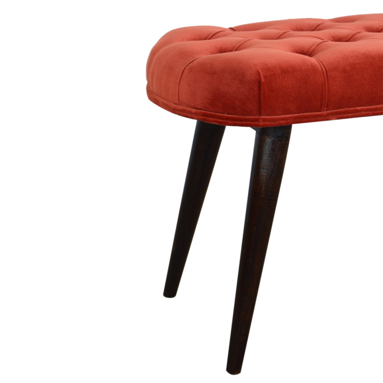 Nordic Brick Red Velvet Deep Button Bench