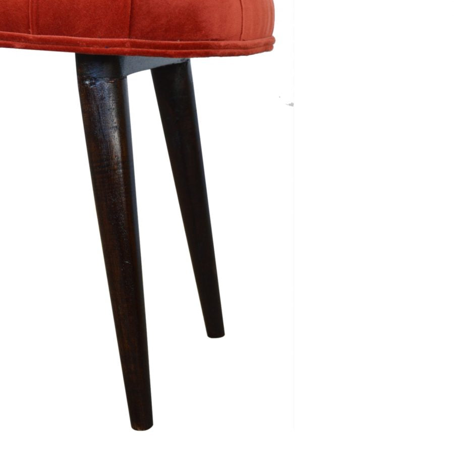 Nordic Brick Red Velvet Deep Button Bench