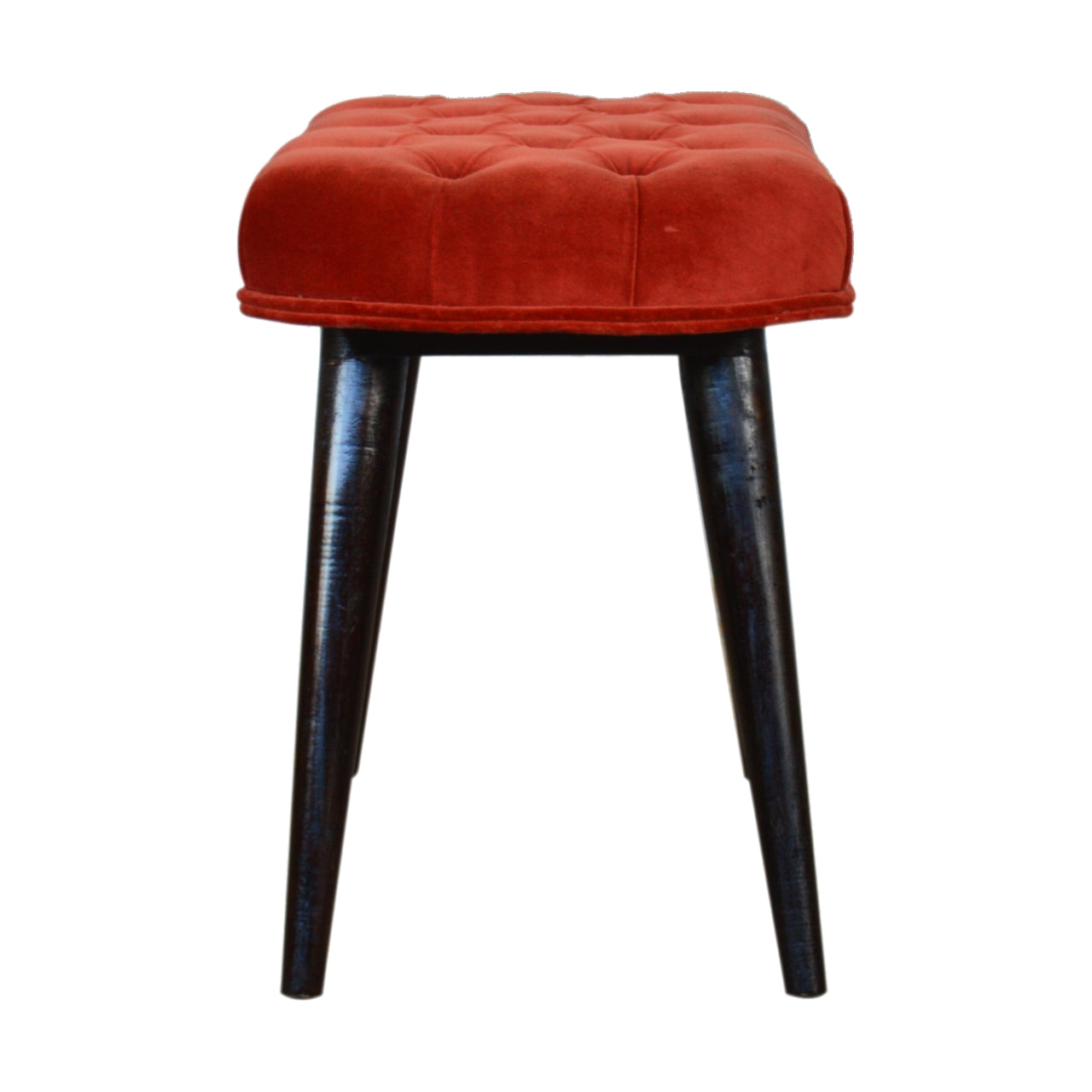 Nordic Brick Red Velvet Deep Button Bench