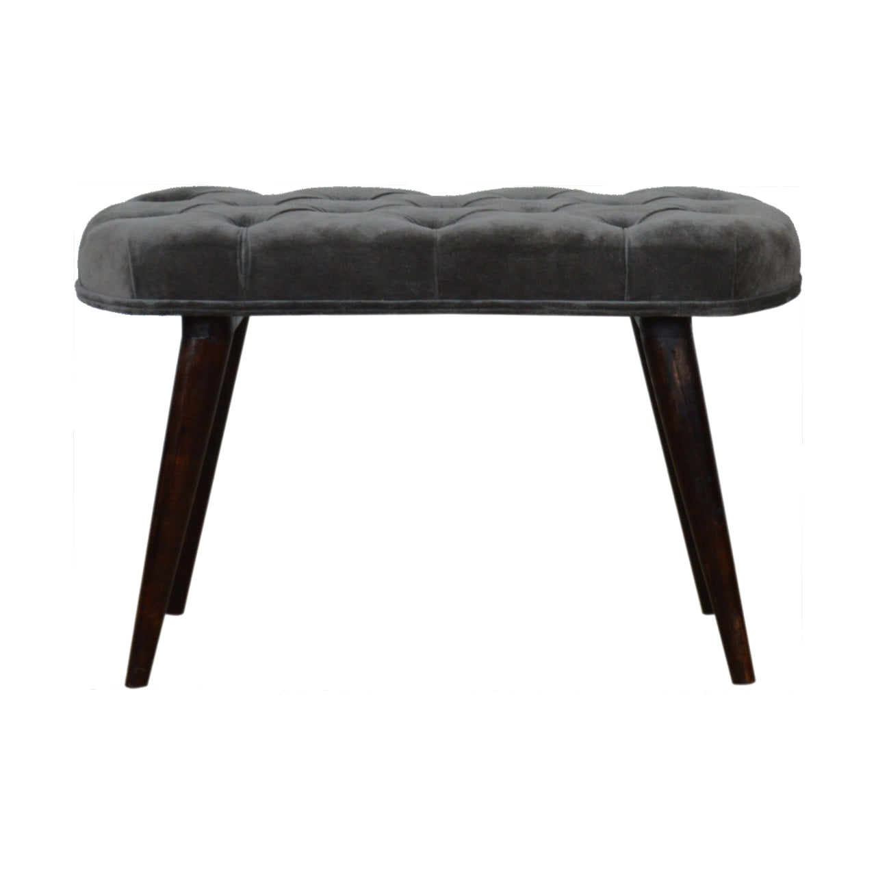 Nordic Grey Velvet Deep Button Bench