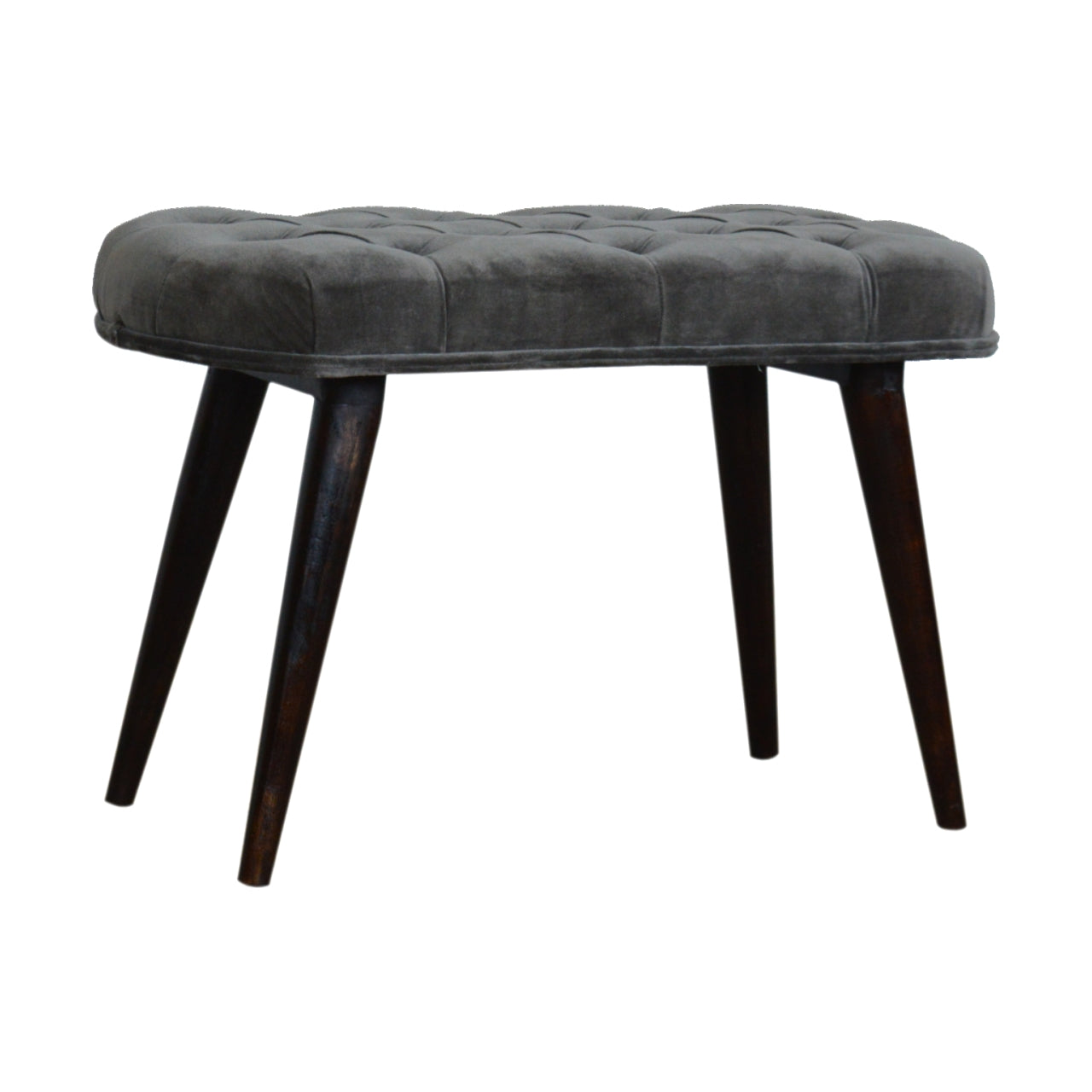 Nordic Grey Velvet Deep Button Bench