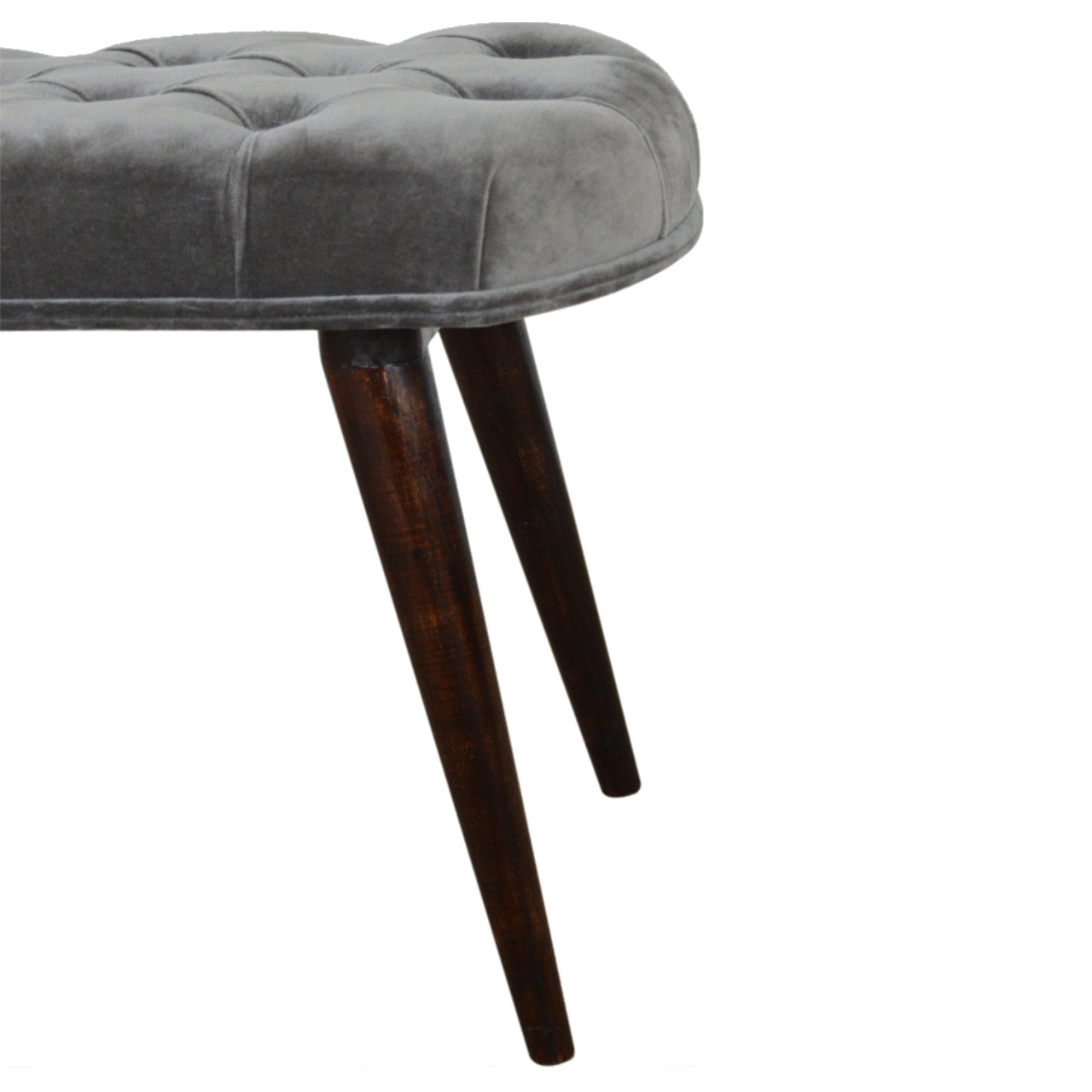 Nordic Grey Velvet Deep Button Bench