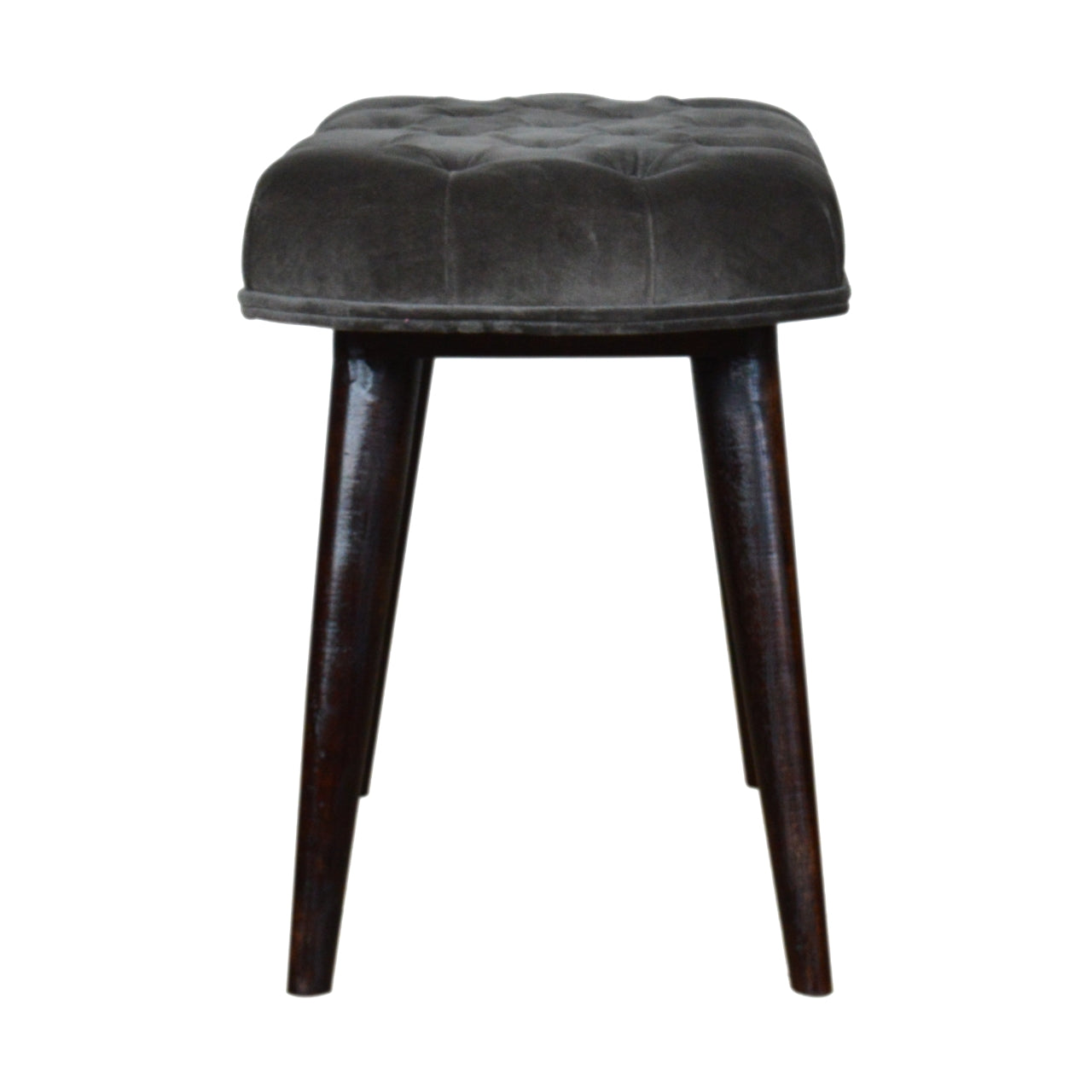 Nordic Grey Velvet Deep Button Bench