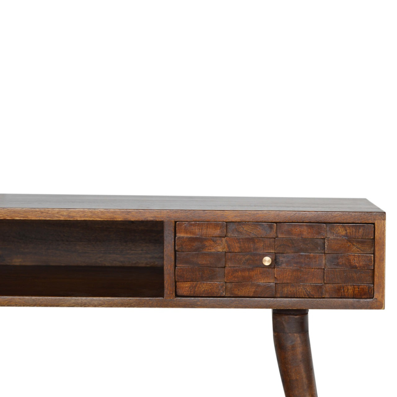 Chestnut Writing Desk with Carved Tile Details