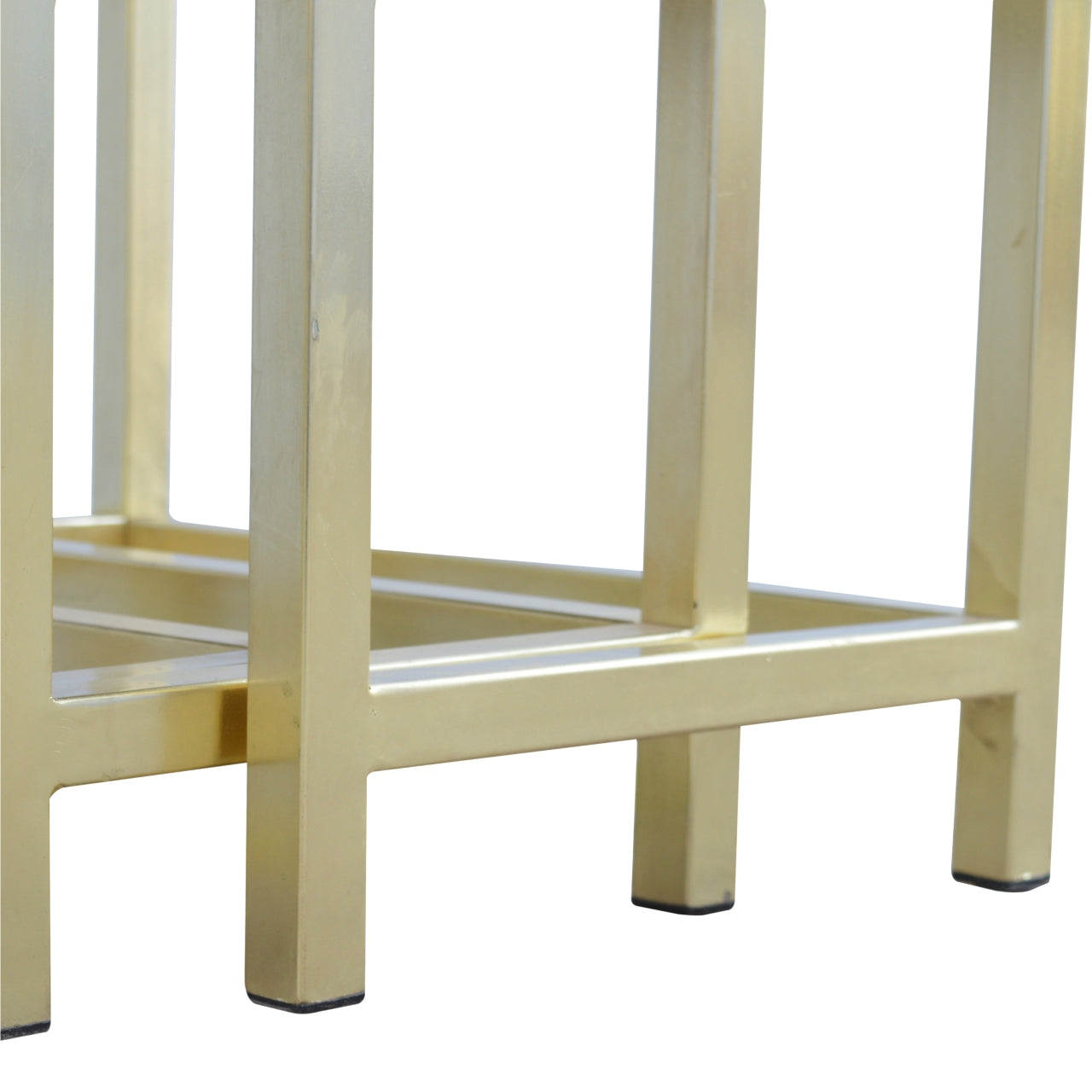 Set of 3 Golden Stools with Chunky Wooden Top