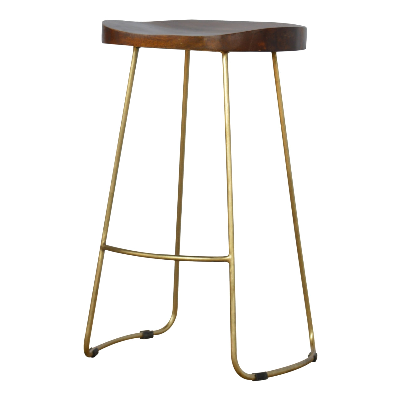 Chestnut Bar Stool with Gold Iron Base