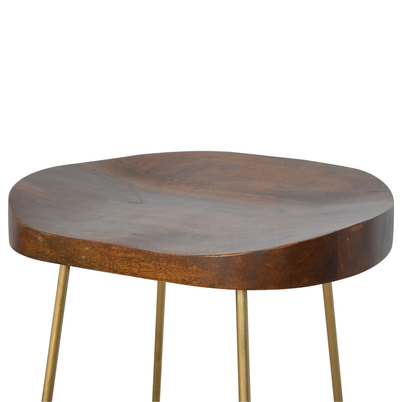 Chestnut Bar Stool with Gold Iron Base