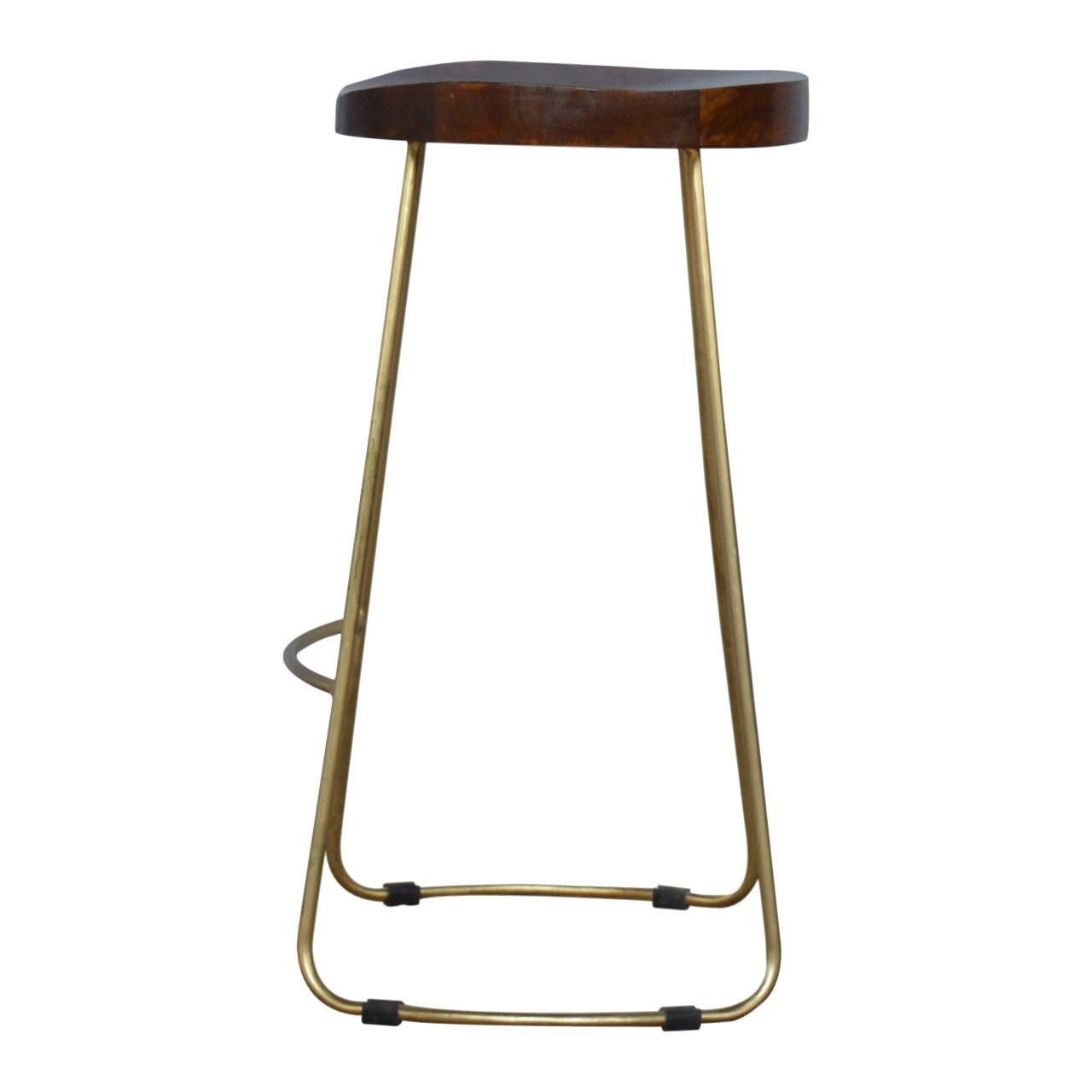 Chestnut Bar Stool with Gold Iron Base