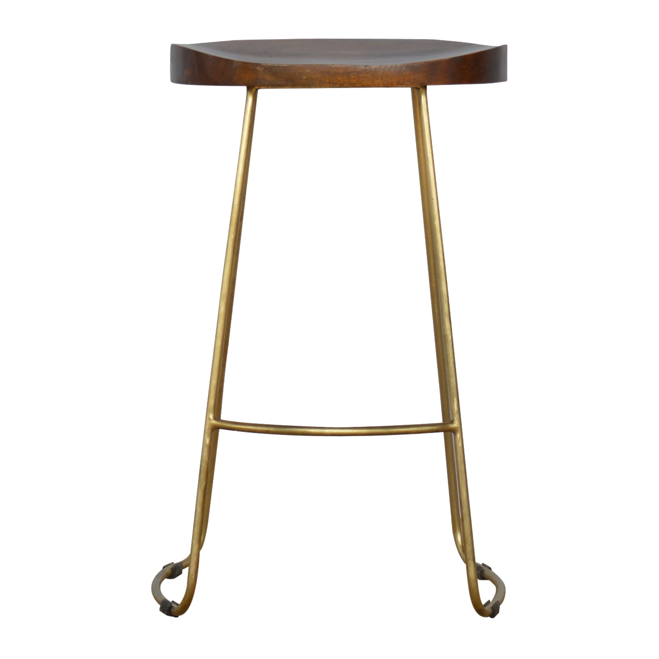 Chestnut Bar Stool with Gold Iron Base