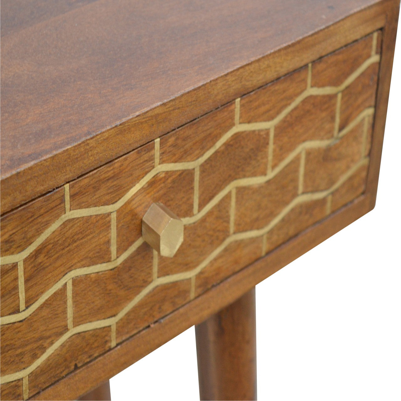 Chestnut Console Table with Gold Detail
