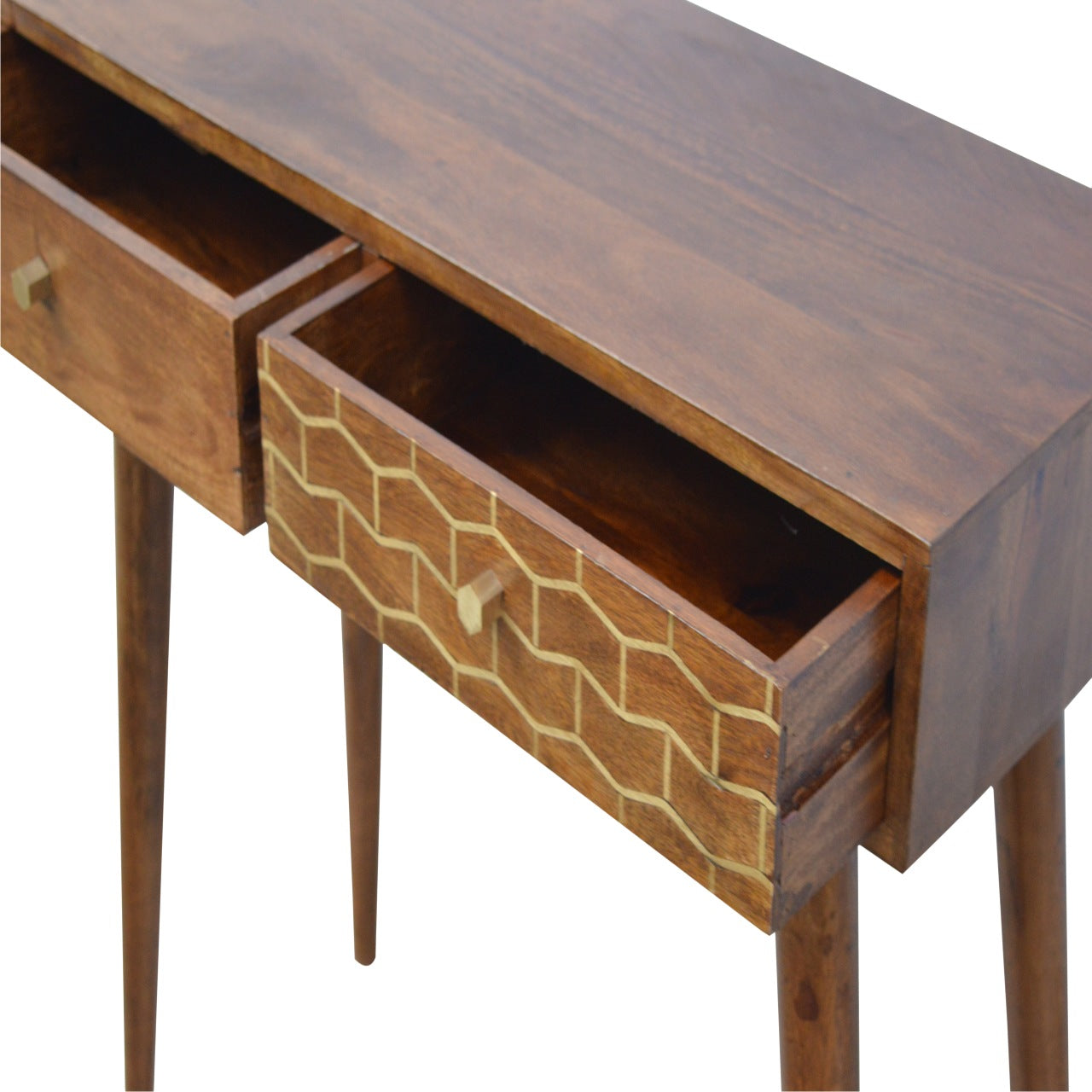 Chestnut Console Table with Gold Detail