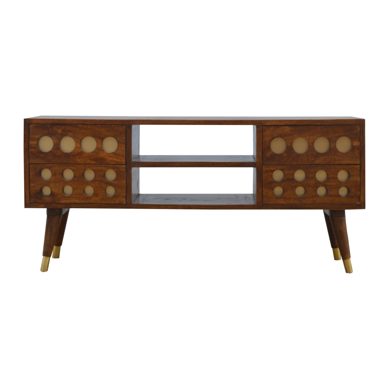 Chestnut Brass Inlay Cut Out Media Unit
