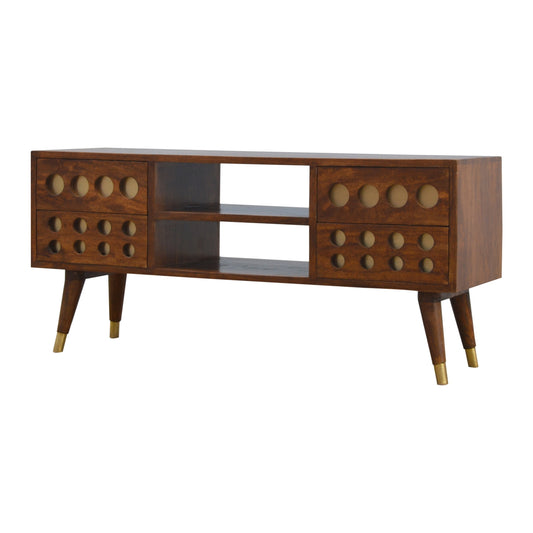 Chestnut Brass Inlay Cut Out Media Unit