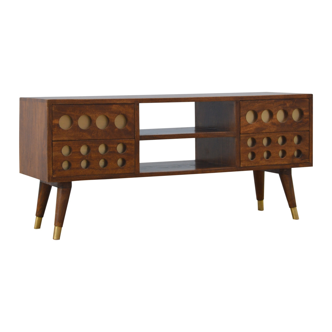 Chestnut Brass Inlay Cut Out Media Unit