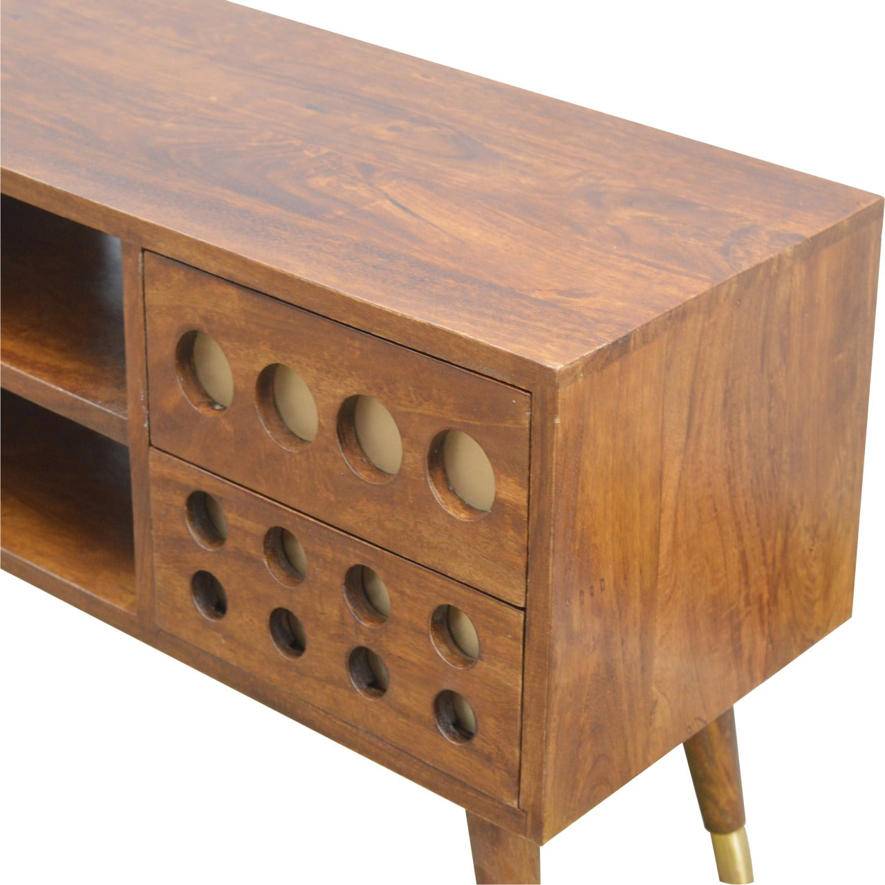 Chestnut Brass Inlay Cut Out Media Unit