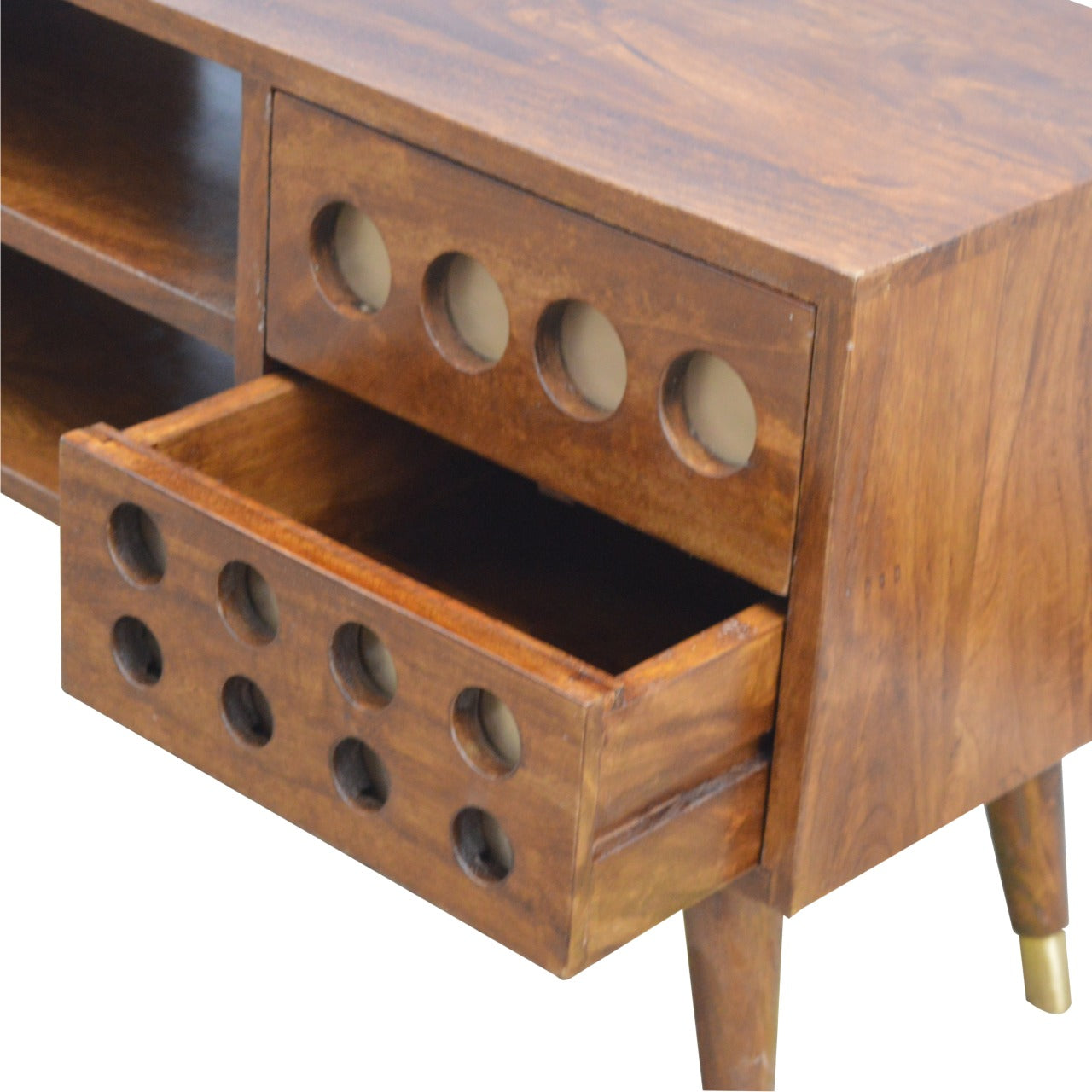 Chestnut Brass Inlay Cut Out Media Unit