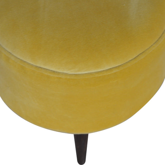 Nordic Round Mustard Velvet Footstool for Stylish Home Decor