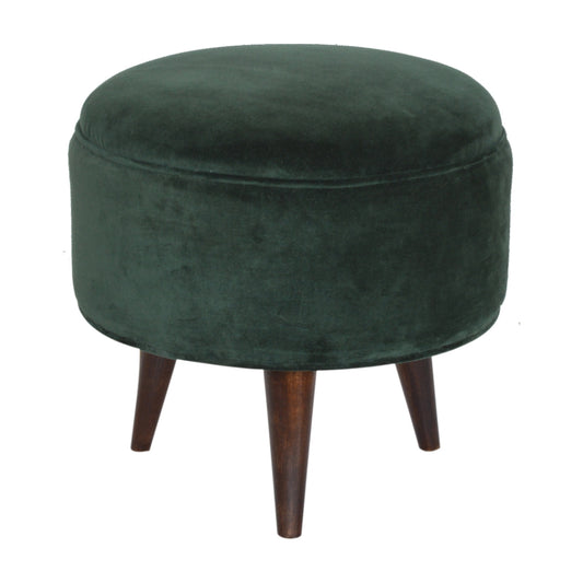 Nordic Round Emerald Green Velvet Footstool for Stylish Home Decor