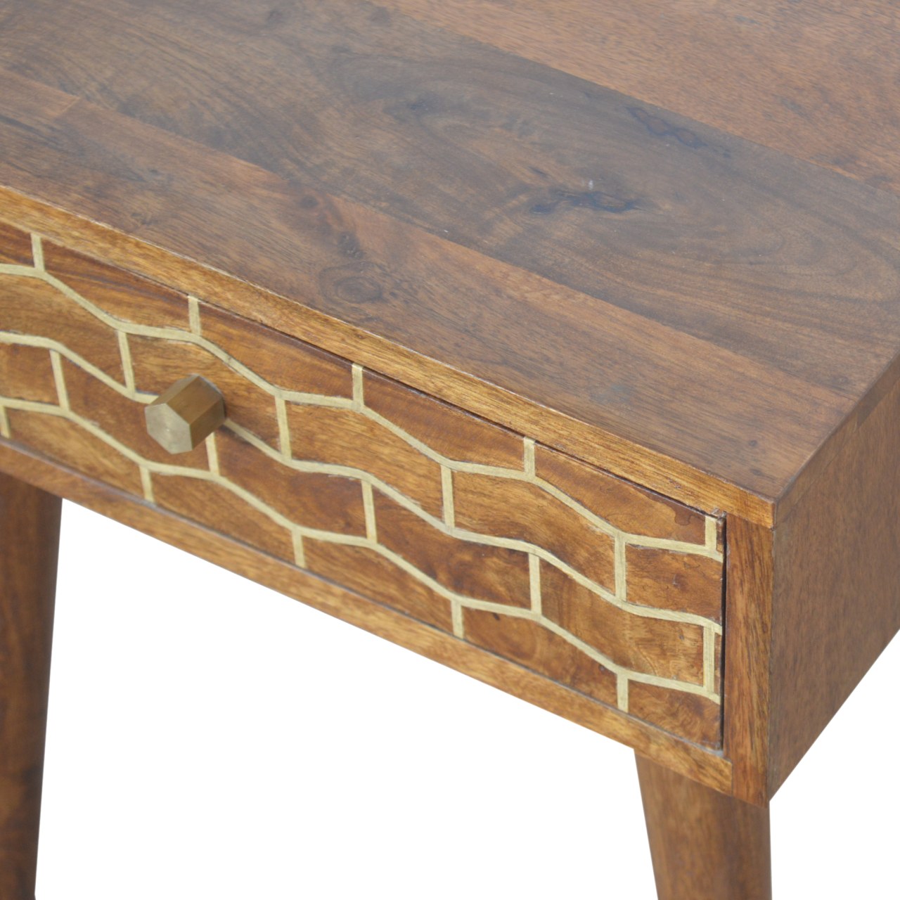 Gold Art Pattern Bedside with 1 Drawer